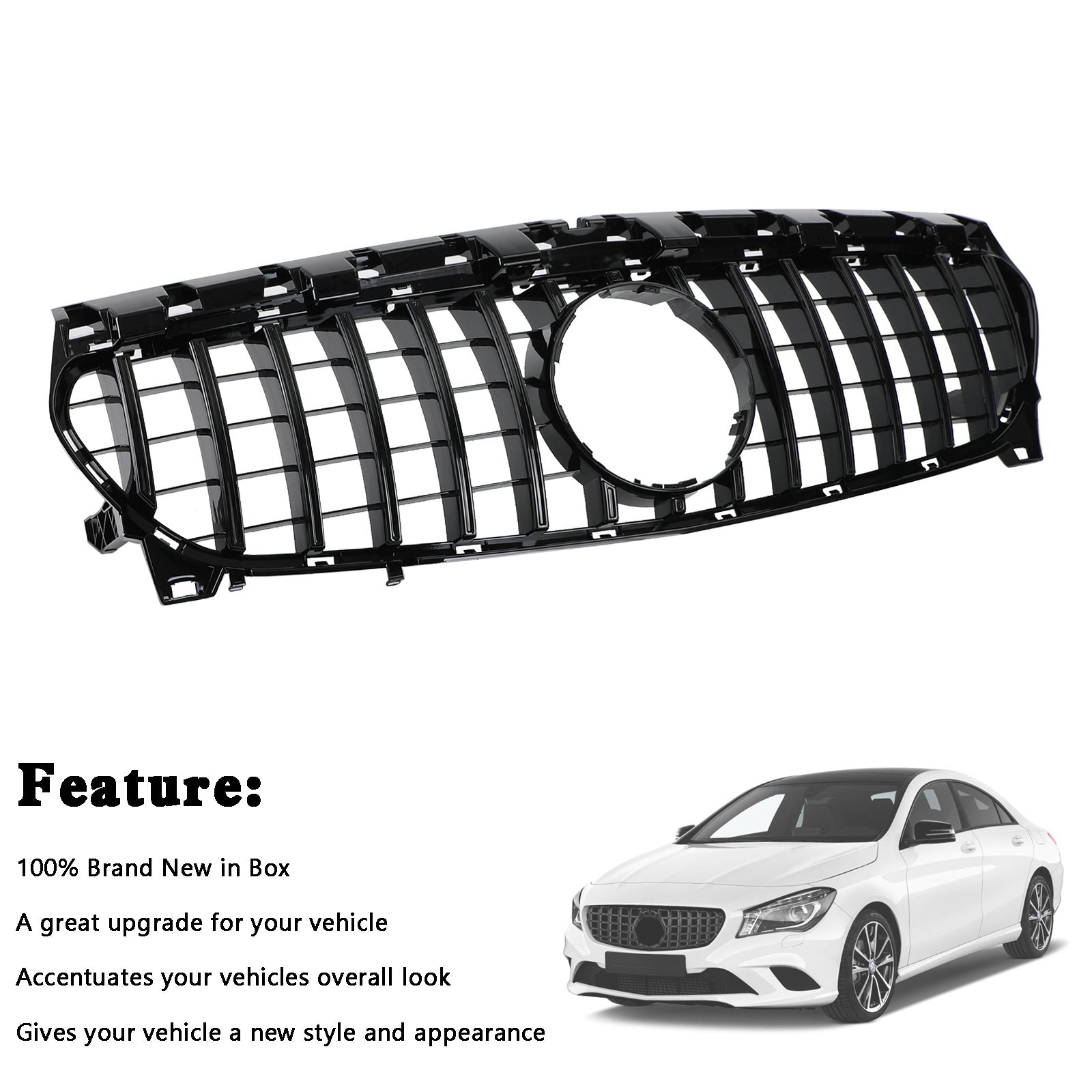 W117 Calandre de pare-chocs avant style GT-R pour Mercedes-Benz CLA250 (2013-2019)
