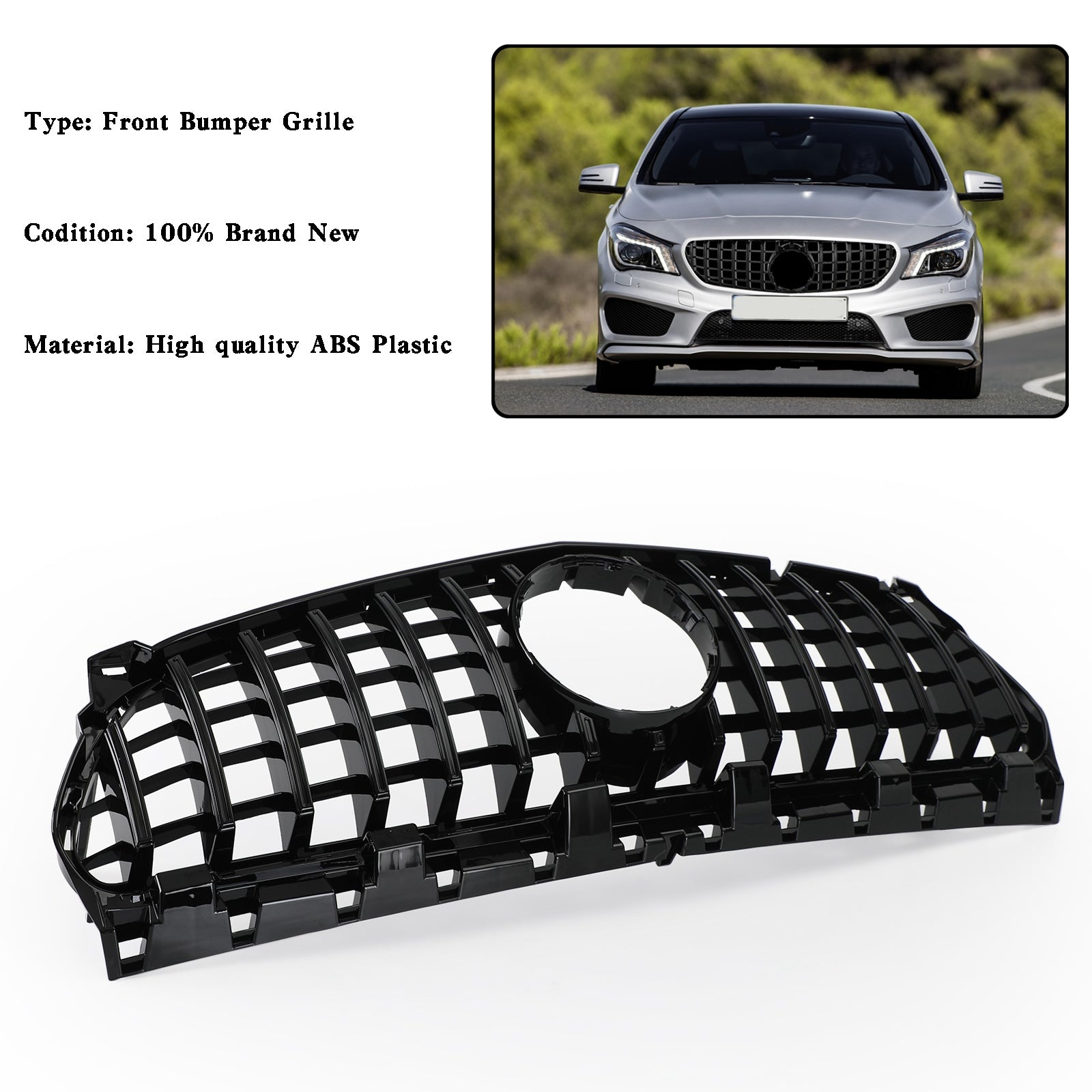 W117 Calandre de pare-chocs avant style GT-R pour Mercedes-Benz CLA250 (2013-2019)