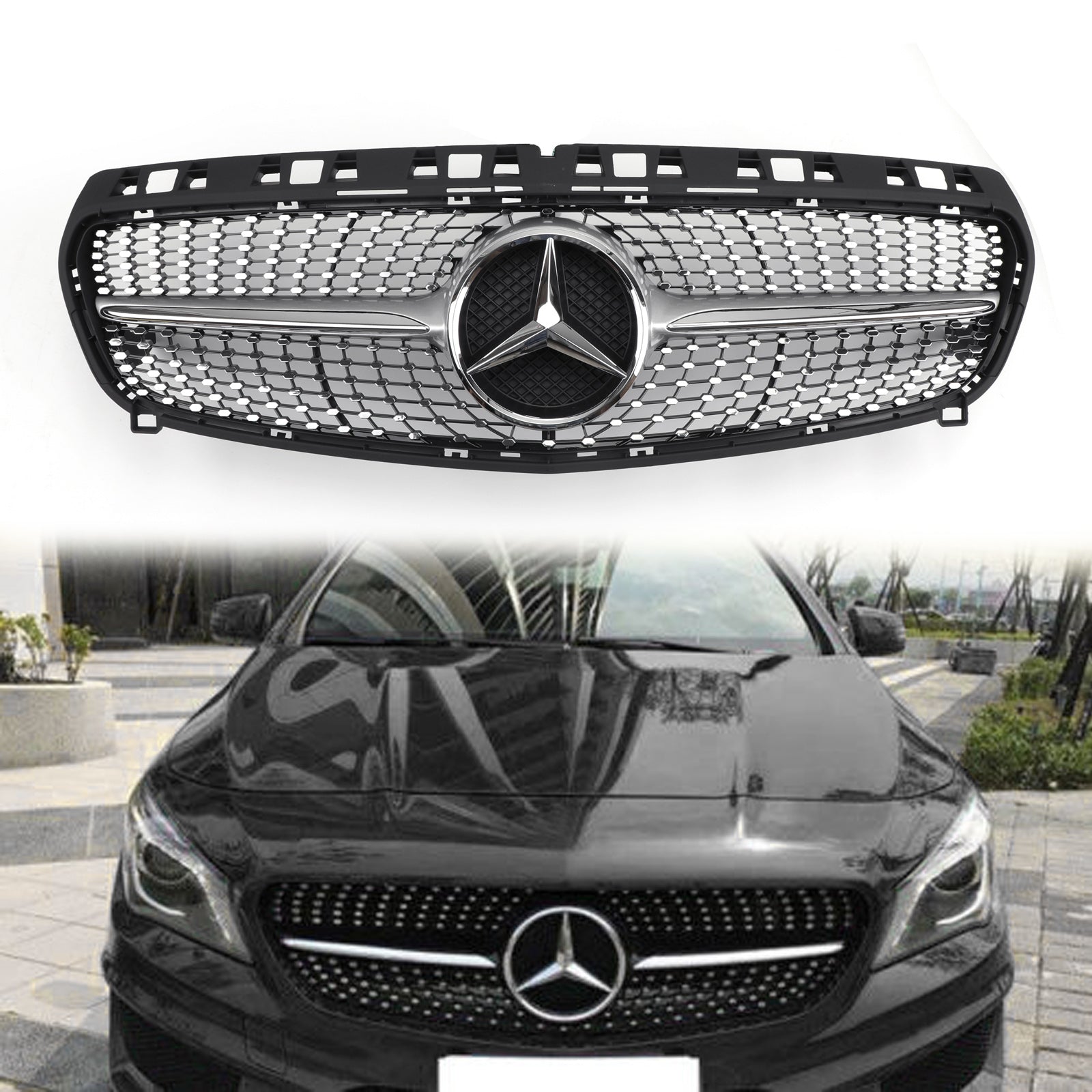 2013-2019 Mercedes Benz R117 W117 CLA250 Diamond star grille grill Silver