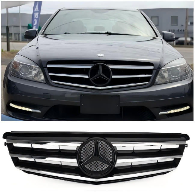 C-klasse W204 C300 C350 Mercedes Benz 2008-2014 LED Zwart Chroom Front Grille