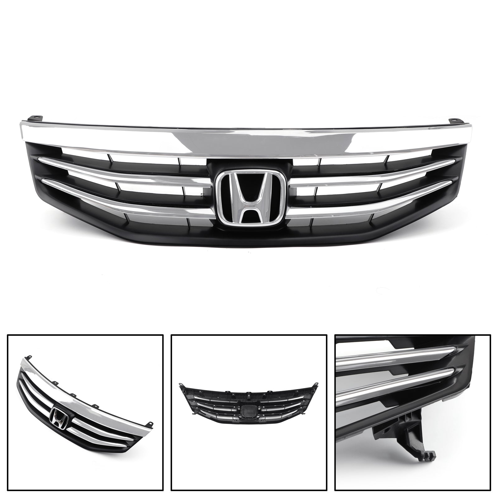 2011-2012 Accord Honda New Front Upper Bumper Hood Black Chrome Grill Replacement Grille Generic