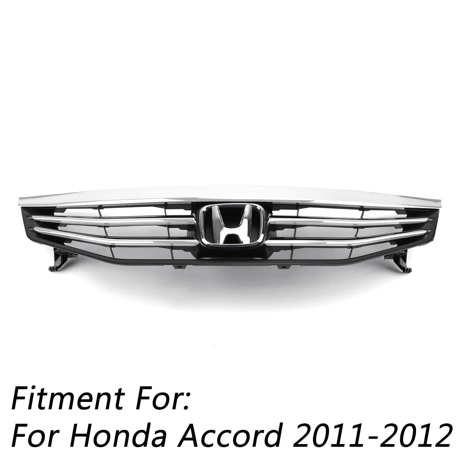 2011-2012 Accord Honda New Front Upper Bumper Hood Black Chrome Grill Replacement Grille Generic