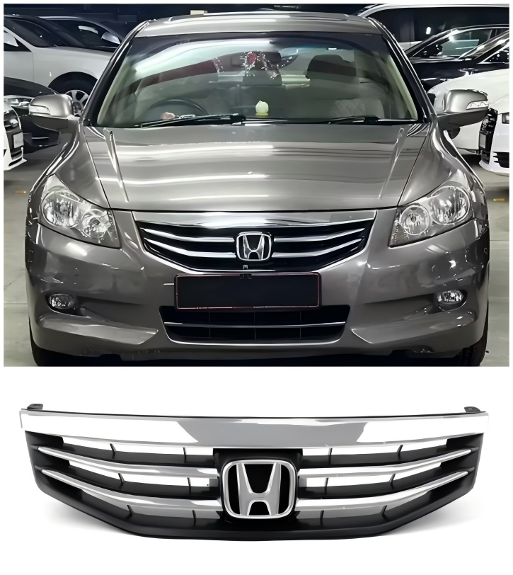 Accord 2011-2012 Honda New Front Upper Bumper Hood Black Chrome Grill Replacement Grille Generic