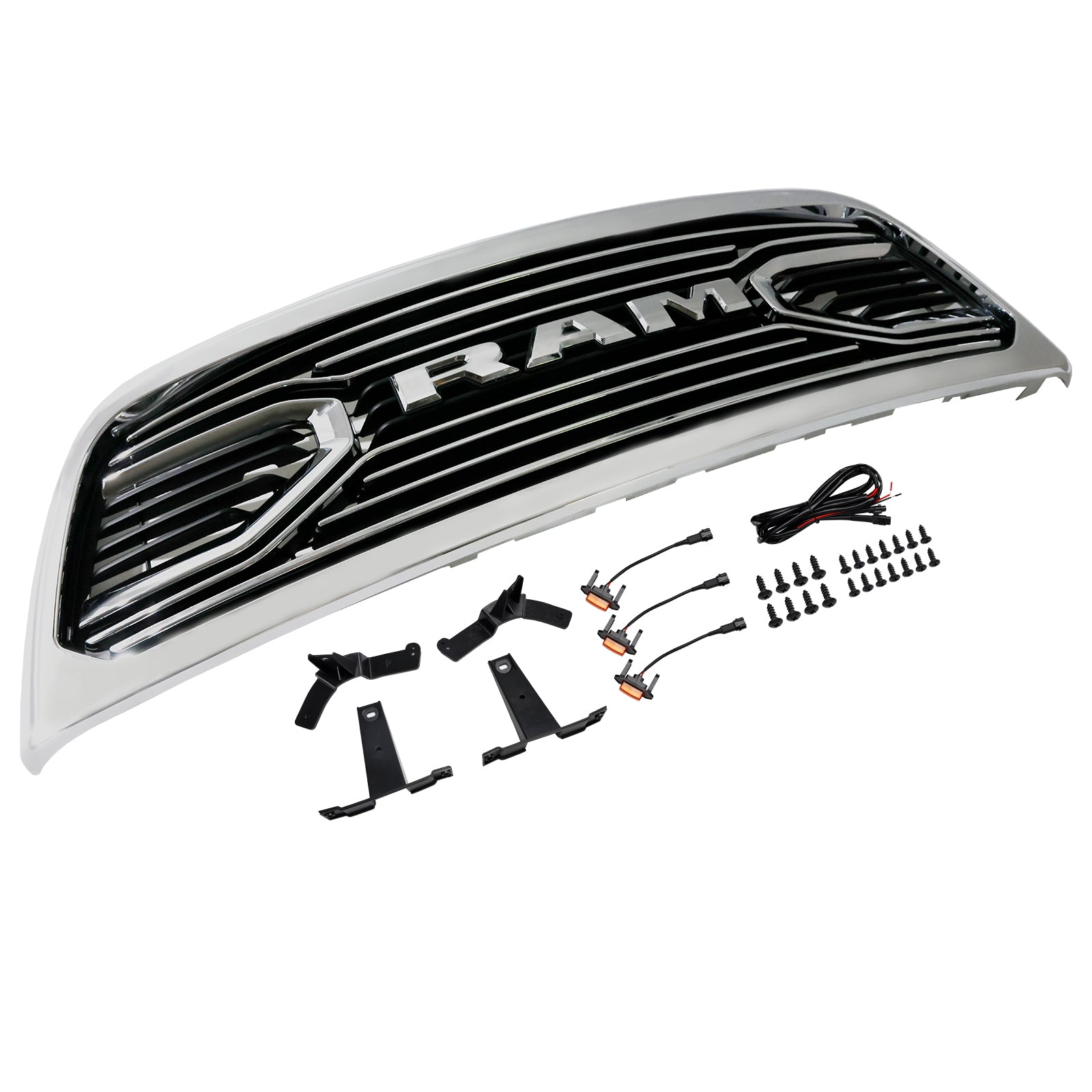 2010-2018 Dodge Ram 2500/3500 Laramie W/ Led Light Chrome Front Bumper Grille