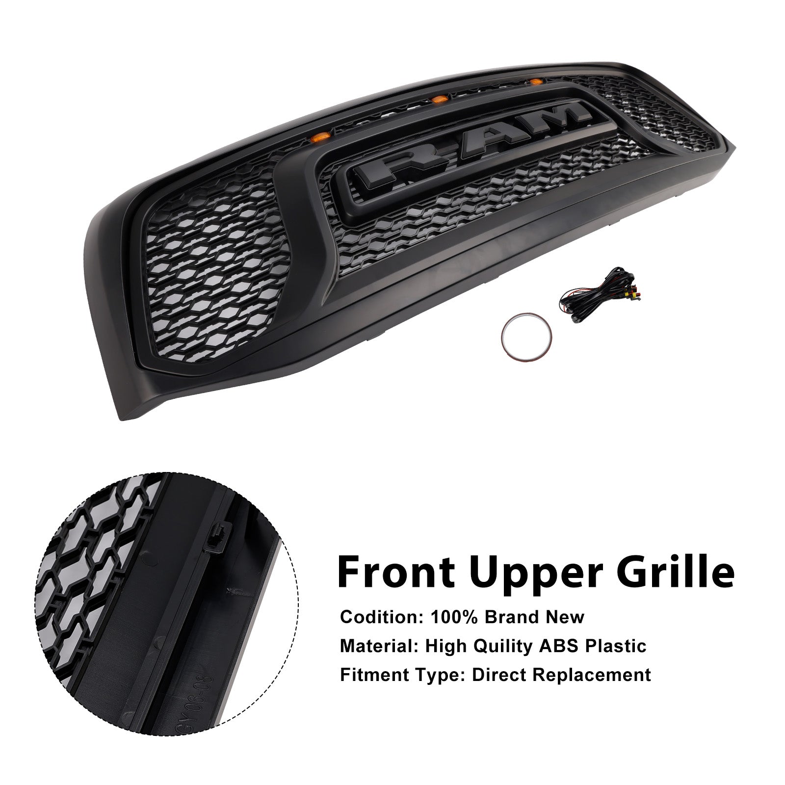 Front Bumper Grill Grille Fit Dodge RAM 1500 2006-08 RAM 2500 3500 2006-2009