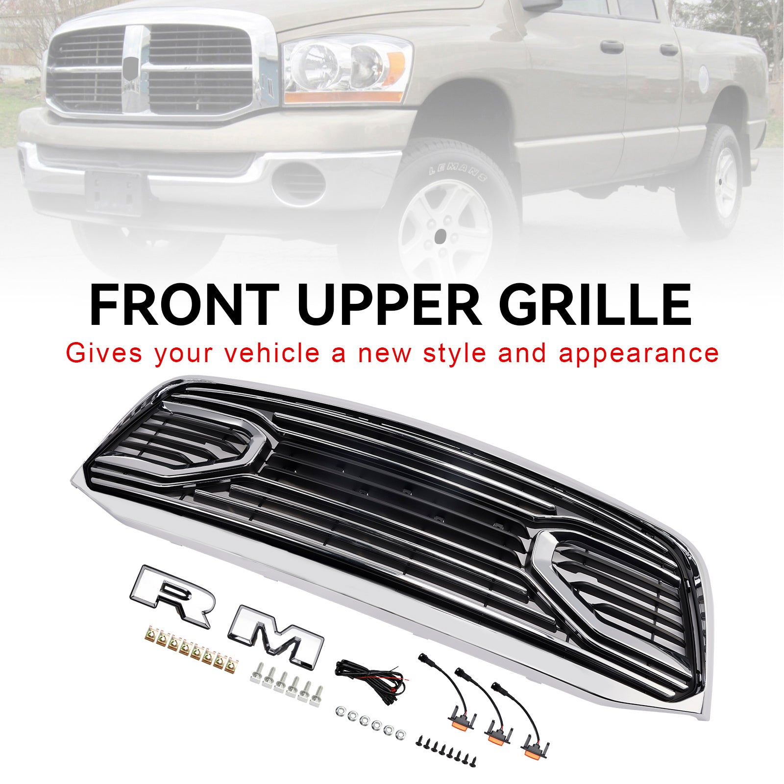 2006-2009 Dodge RAM 2500 Chrome Front Bumper Grill Grille
