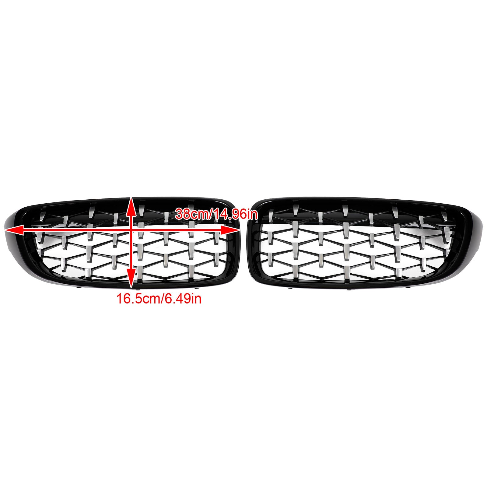 2014-2018 BMW 4-serie F32 F33 F36 F82 M4 Alle modellen Zwart en chroom Diamond bovenste grille vooraan