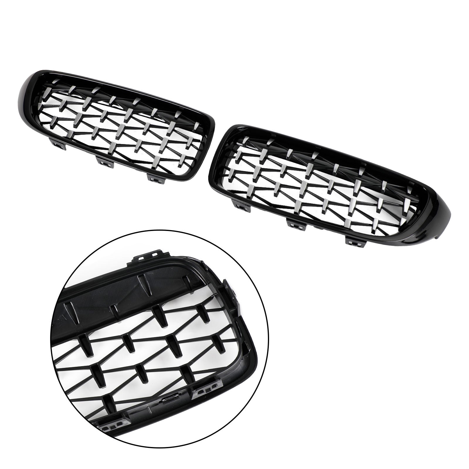 2014-2018 BMW 4 Sereis F32 F33 F36 F82 M4 All Models Black & Chrome Diamond Front Upper Grille