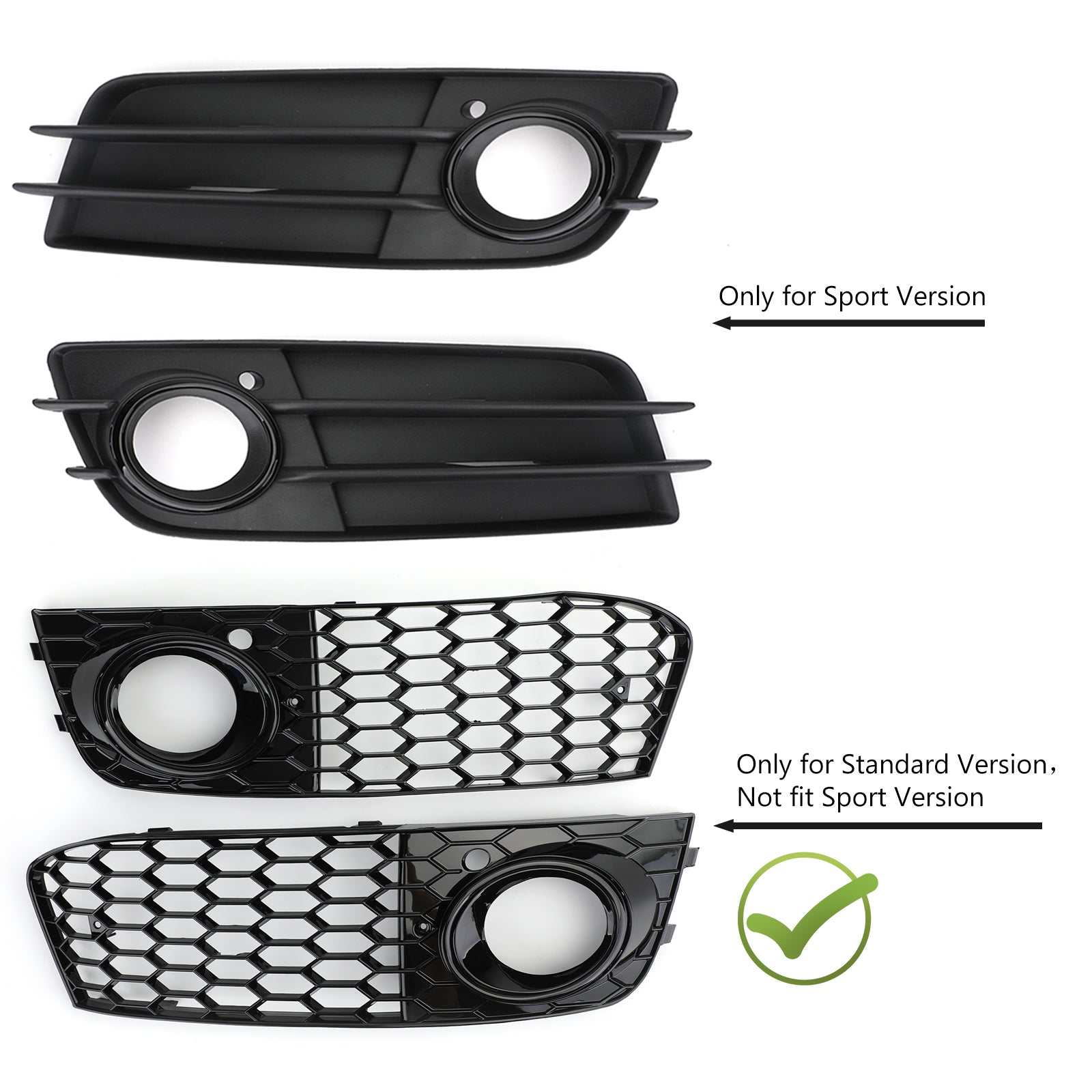 Pair Honeycomb Mesh Fog Light Open Vent Grill Intake for Au-di A4 B8 2009-2012