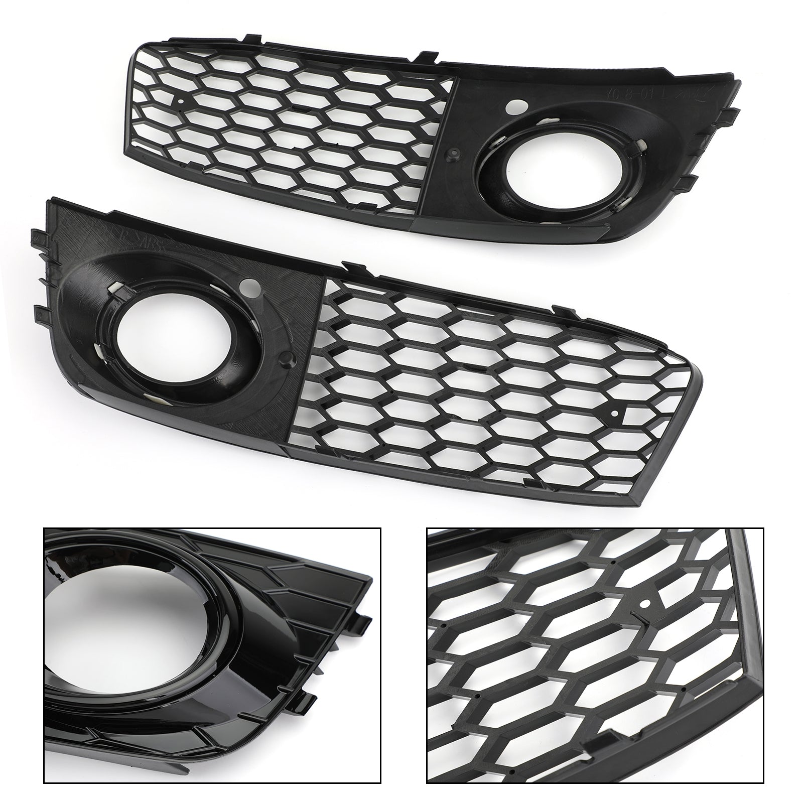 Pair Honeycomb Mesh Fog Light Open Vent Grill Intake for Au-di A4 B8 2009-2012