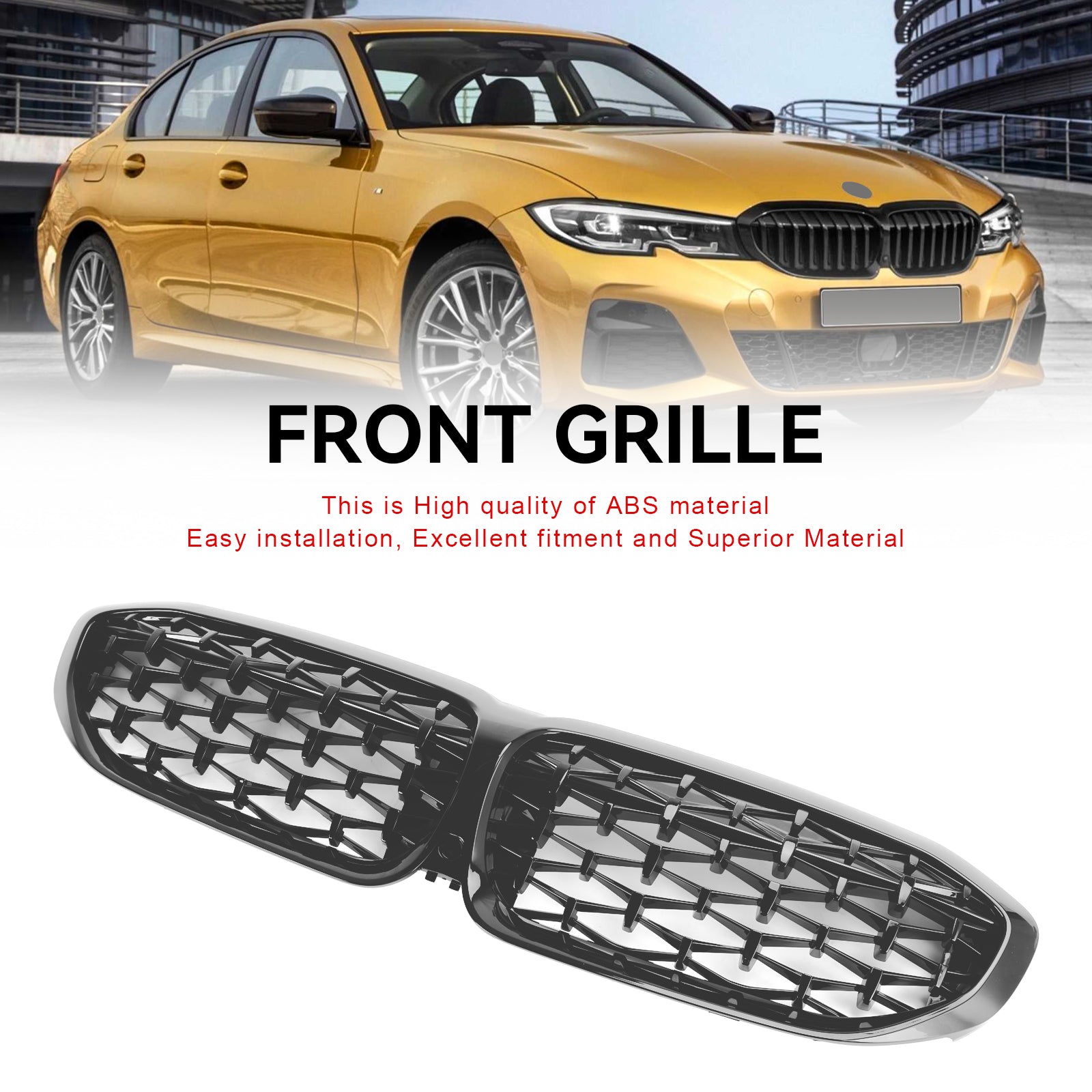 2019-2022 BMW 3 Series G20 Diamond Black Kidney Grille Grill 51138072085