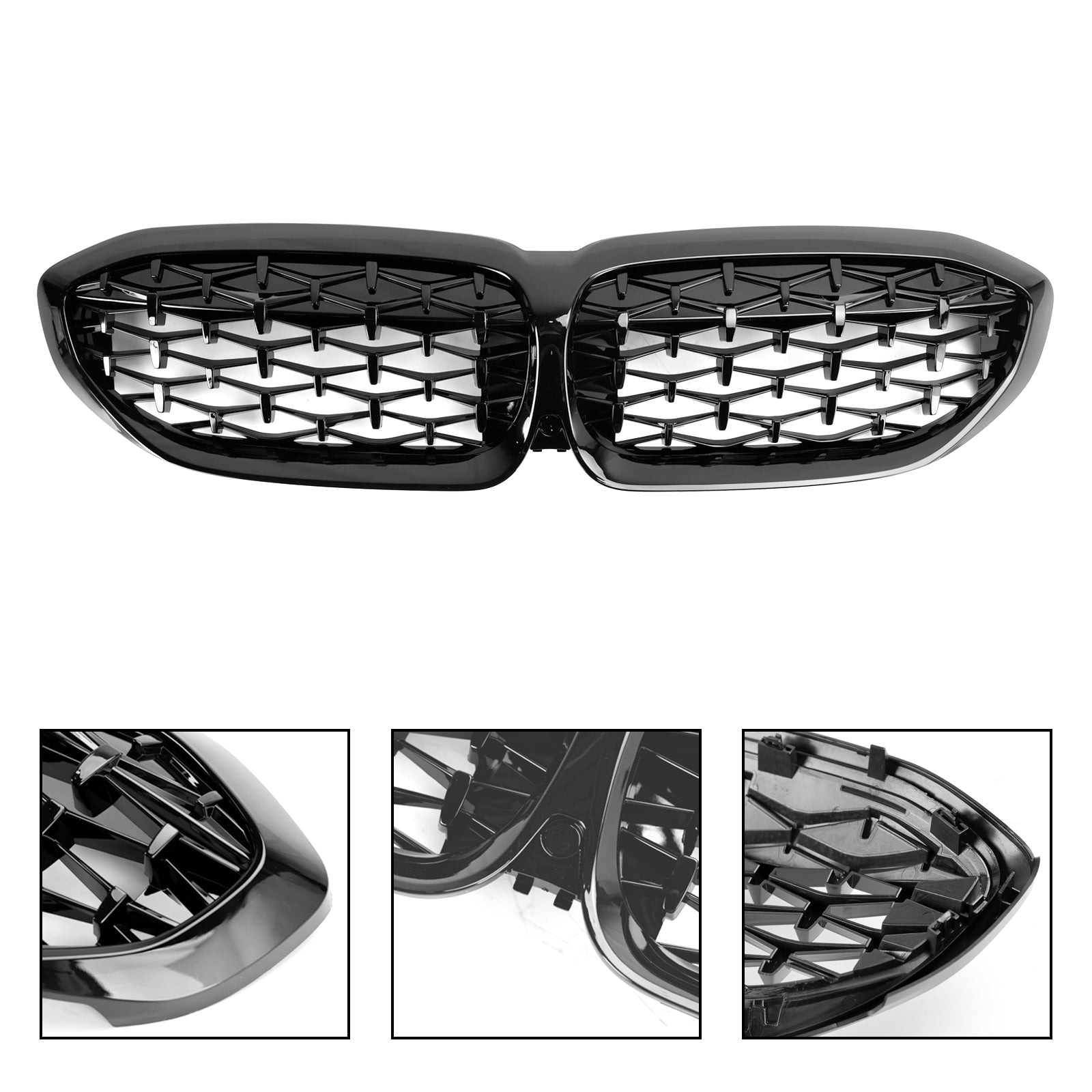 2019-2022 BMW 3 Series G20 Diamond Black Kidney Grille Grill 51138072085