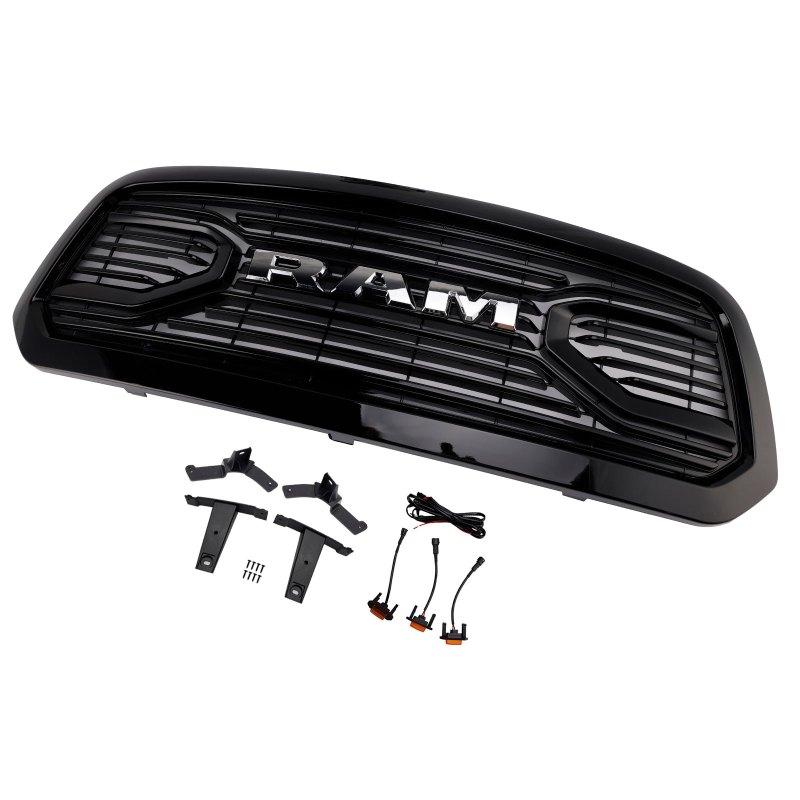 2013-2018 Dodge Ram 1500 Big Horn Style Front Bumper Grill Grille Black