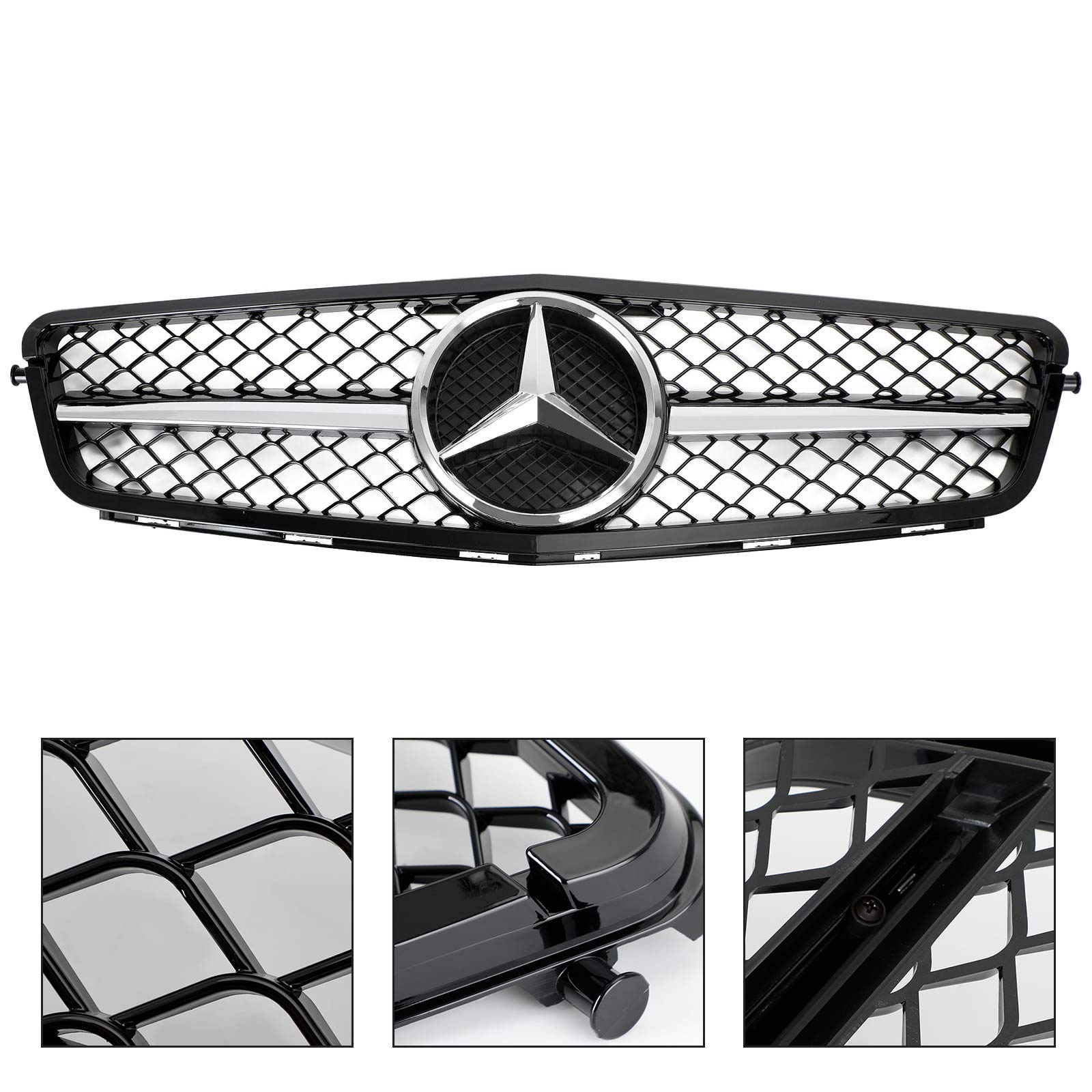 2008-2014W204 Grille de pare-chocs avant générique en ABS noir brillant pour BENZ Classe C