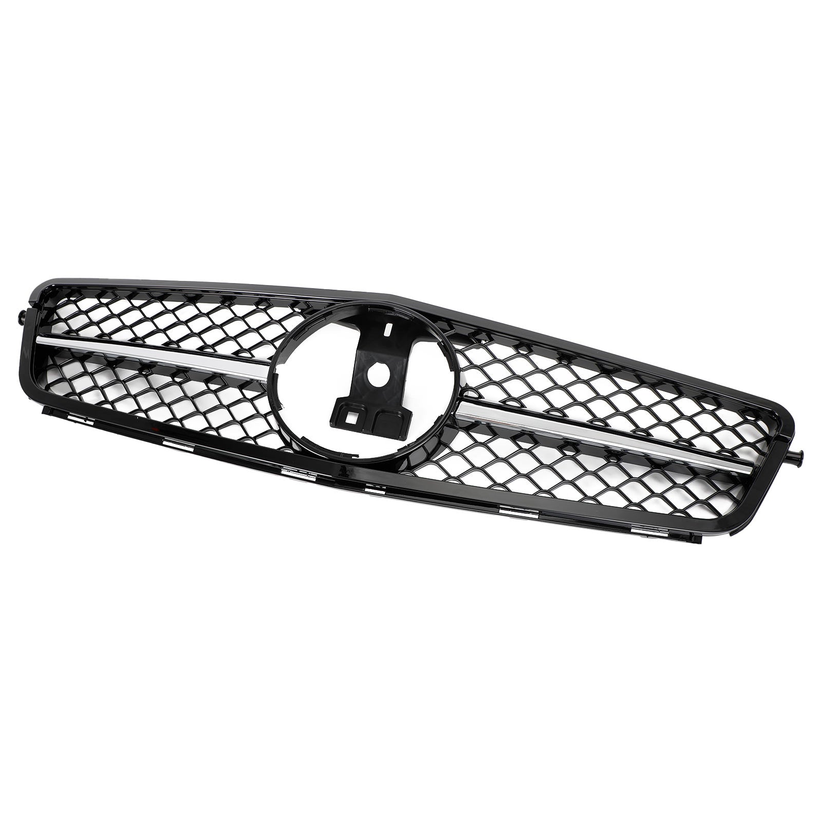 2008-2014 W204 C-Class BENZ ABS Gloss Black Chrome Front Bumper Grille Generic