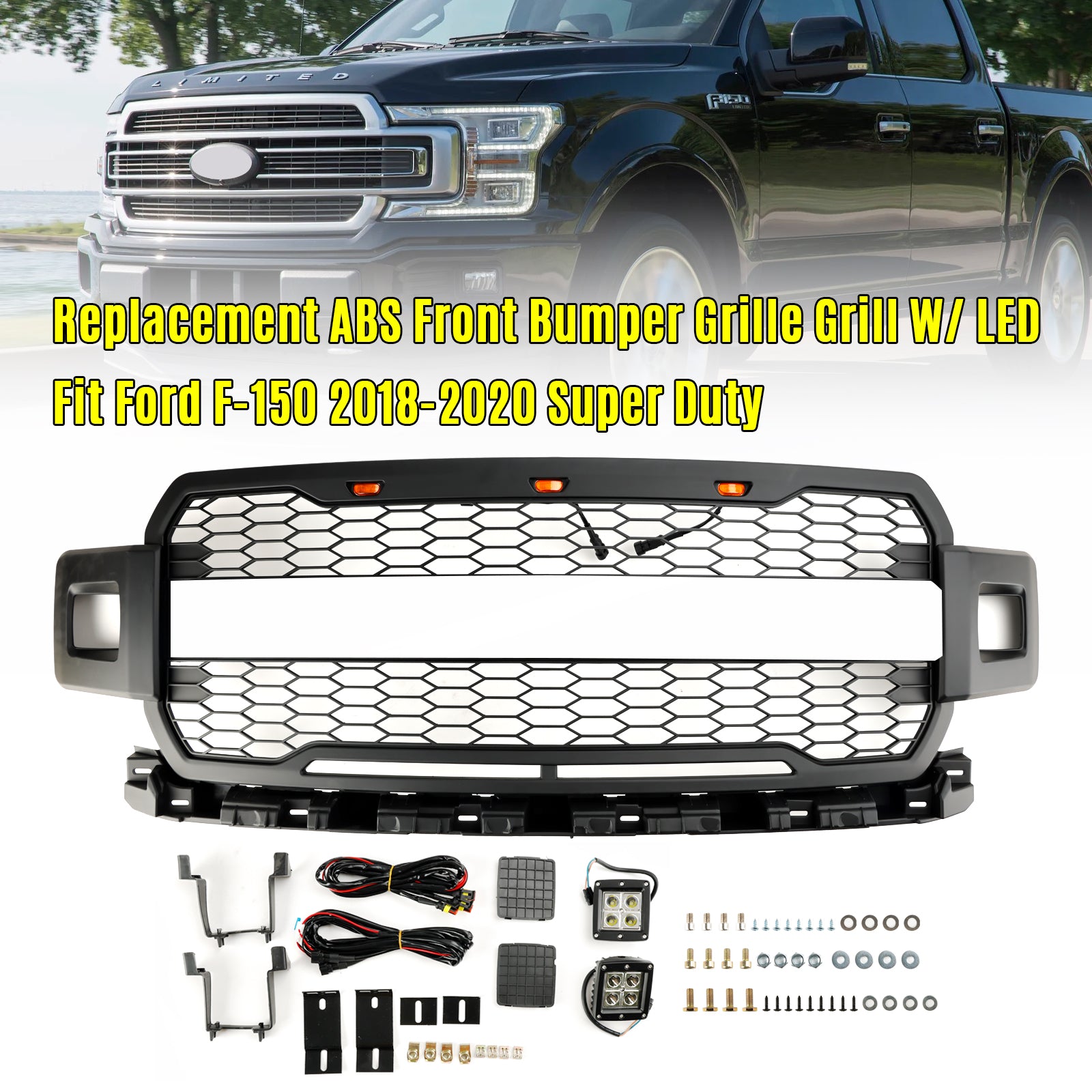 Ford F150 Super Duty 2018-2020 Med LED främre stötfångargrill