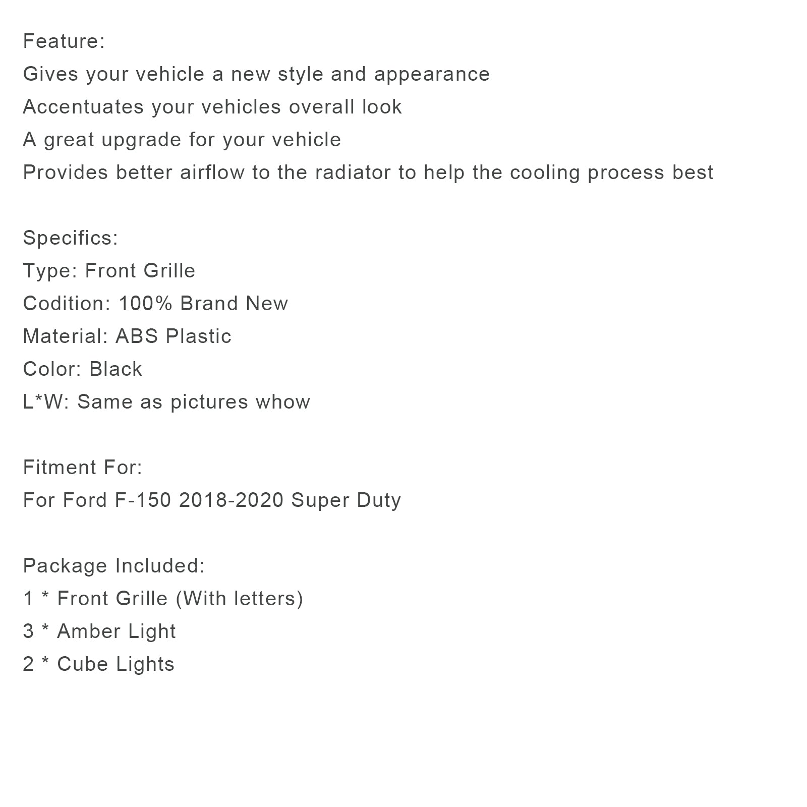 Ford F150 Ford F150 Super Duty Bumper Grill Grill avec LED