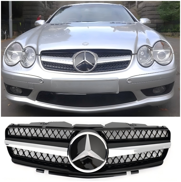 2003-2006 Mercedes R230 SL500 SL600 1 FIN STAR AMG Grille Grill Black