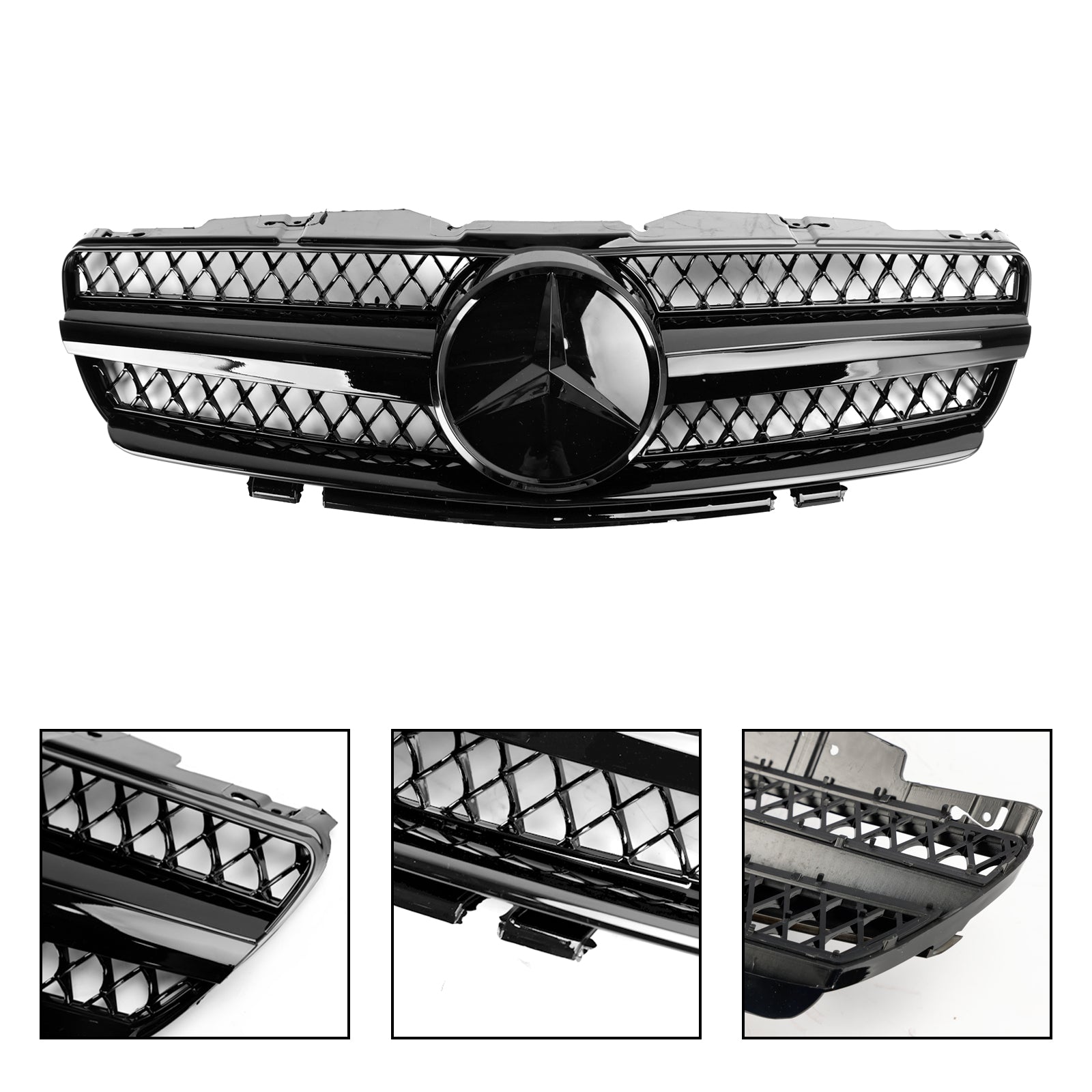 2003-2006 Mercedes R230 SL500 SL600 SL55 1 Fin Star Grille supérieure avant noire