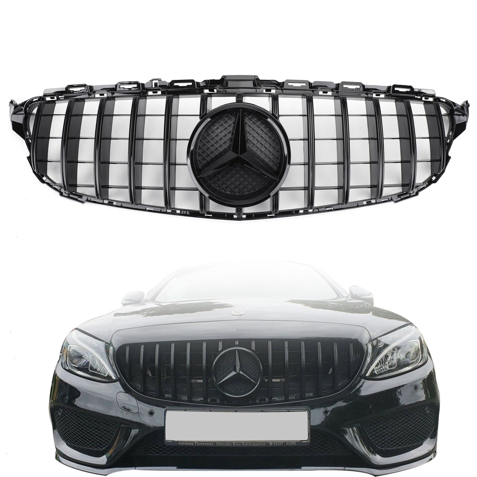 Carlightbulb Exclusive W205 GTR Style Front Grill for 2015-2018 C-Class C200, C250, C300, C350 High Quality Affordable Upgrade