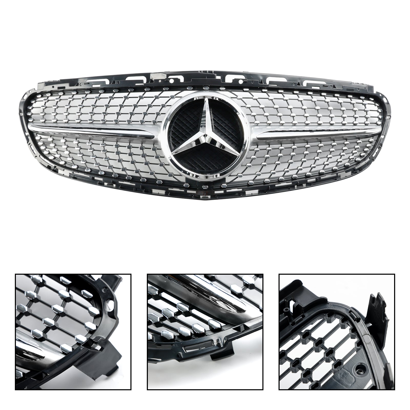 Grille de pare-chocs avant en diamant pour Mercedes Classe EW212 2013-2016 Refonte