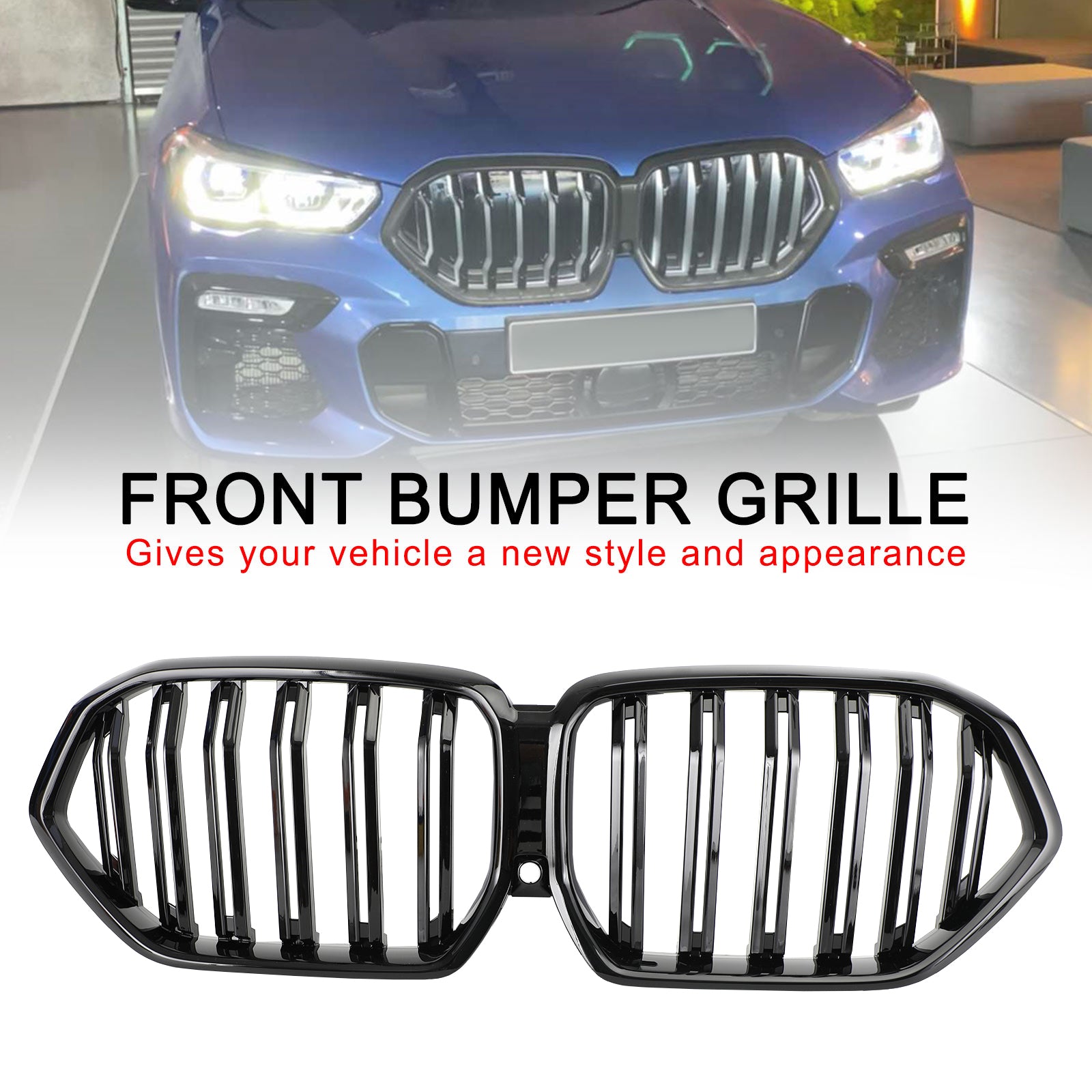 2020-2022 BMW X6 G06 M50i avec trou de caméra Grille de pare-chocs avant noire