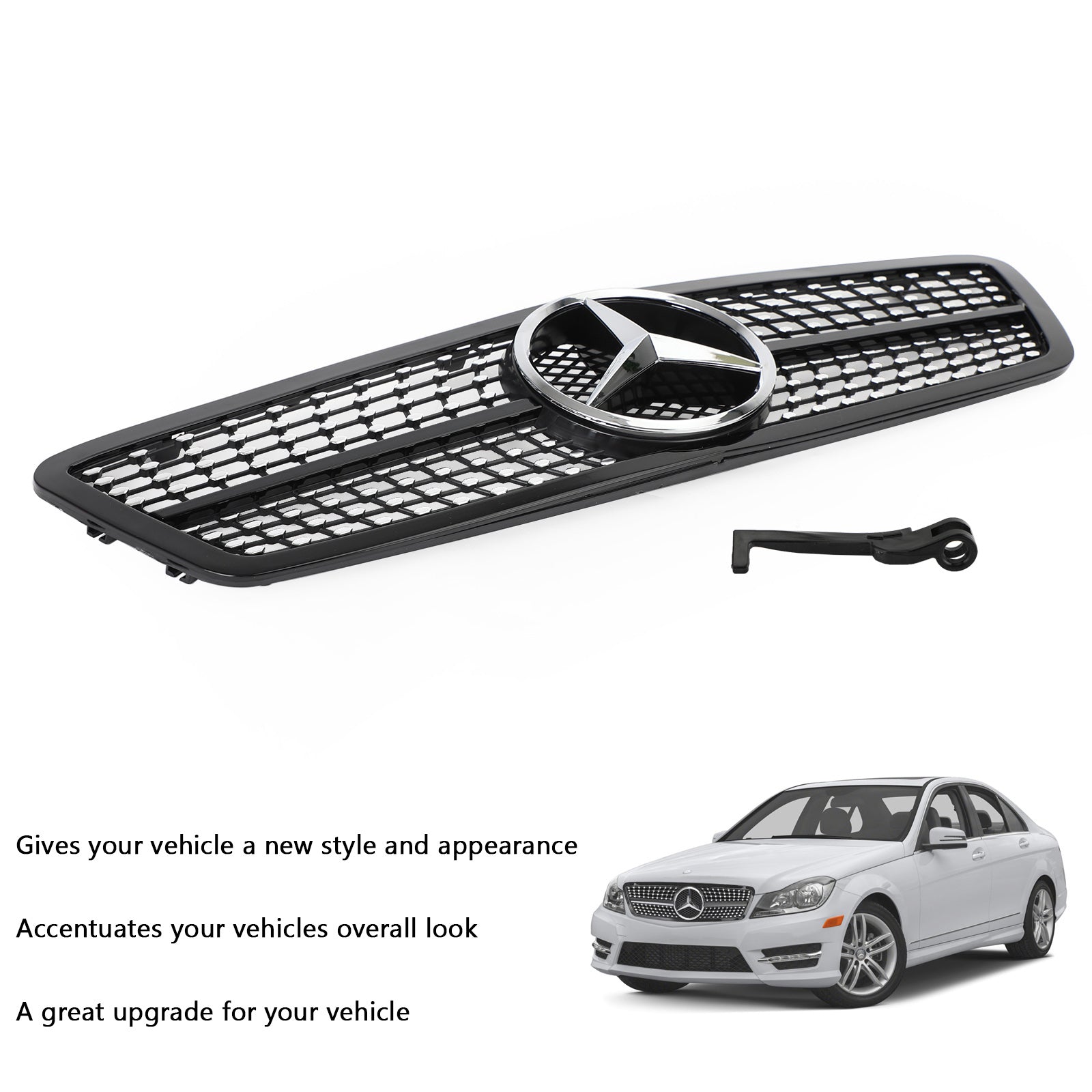 Mercedes-Benz 2001-2007W203 C63 AMG Stijl Grille Black Diamond Generiek