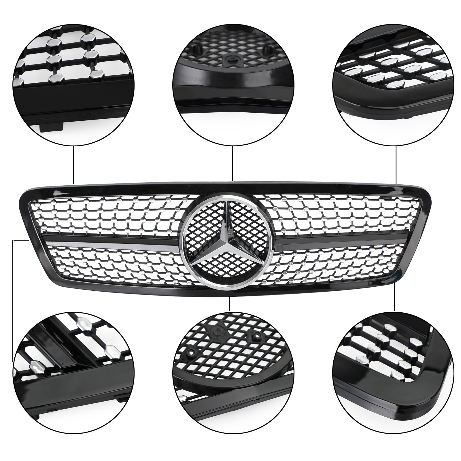 2001-2007 Mercedes-Benz W203 C63 AMG Style Grille Black Diamond Generic