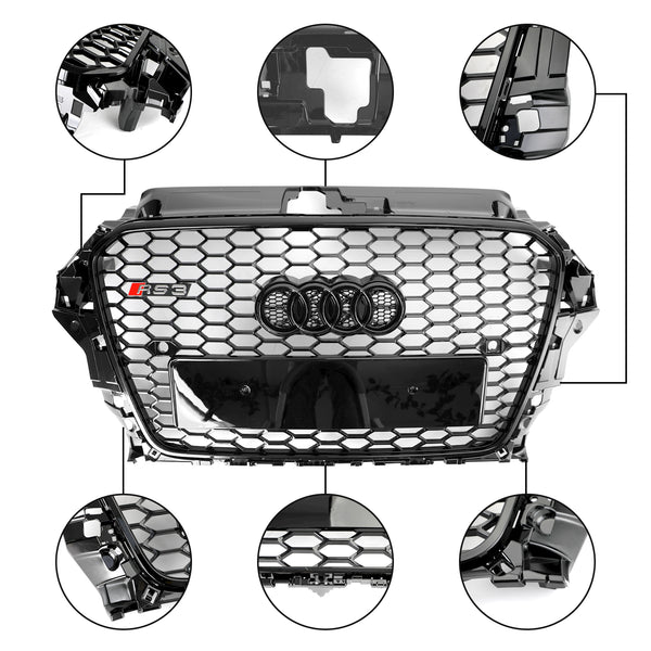 2013-2016 Audi A3 S3 RS3-stijl voorkap Henycomb bumpergrille grill