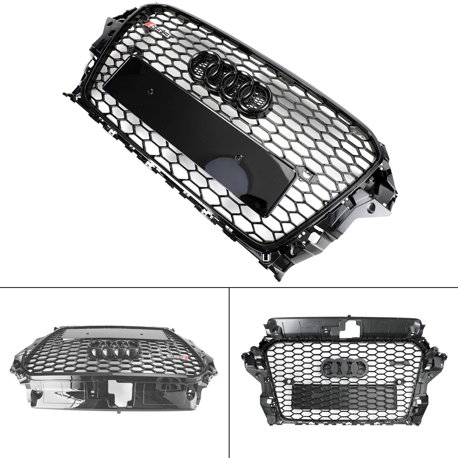 Grille de pare-chocs avant en nid d'abeille de Style RS3 pour Audi A3 S3 2013-2016 noir brillant