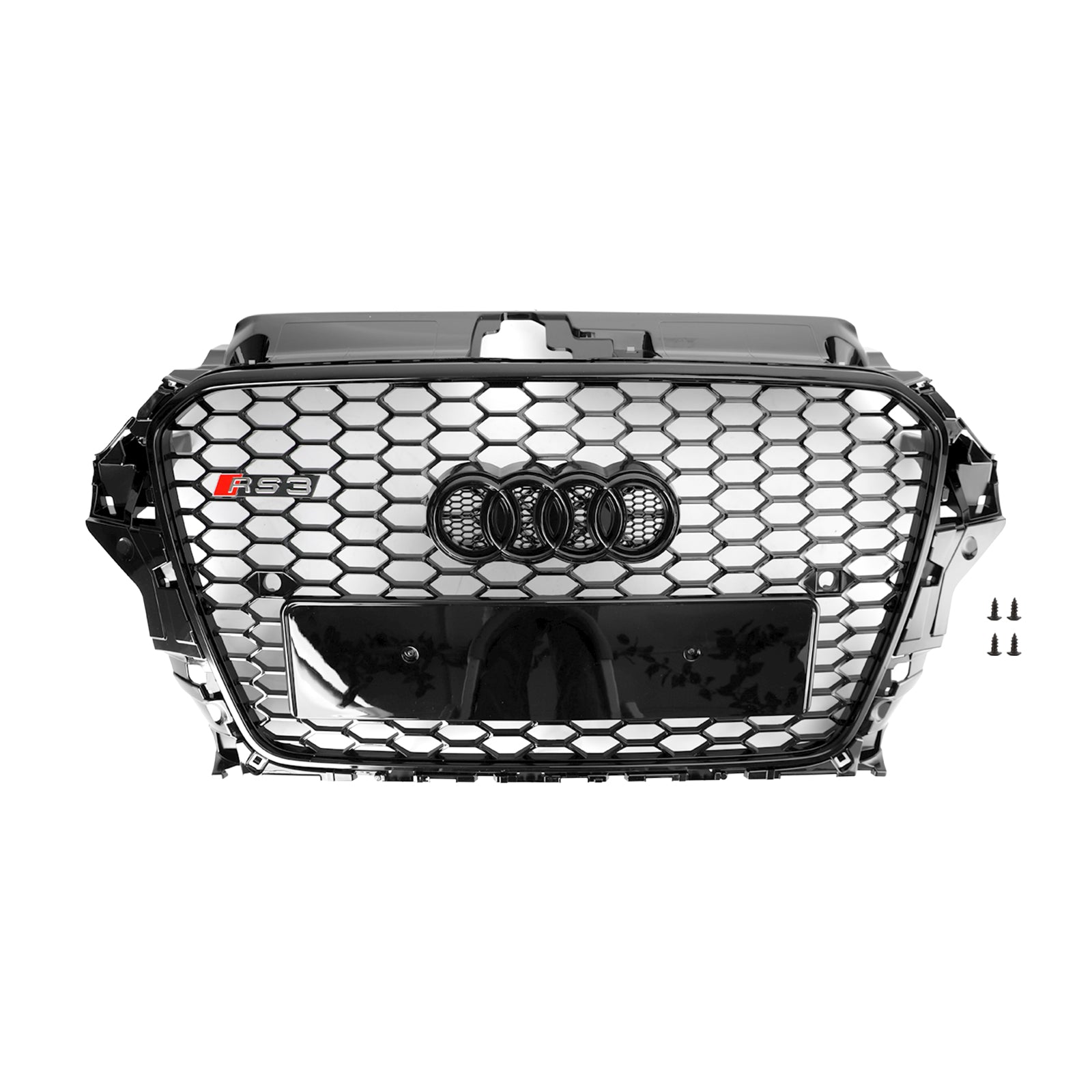 2013 2014 2015 2016 Audi A3 S3 RS3 Style Honeycomb Front Bumper Grille Gloss Black