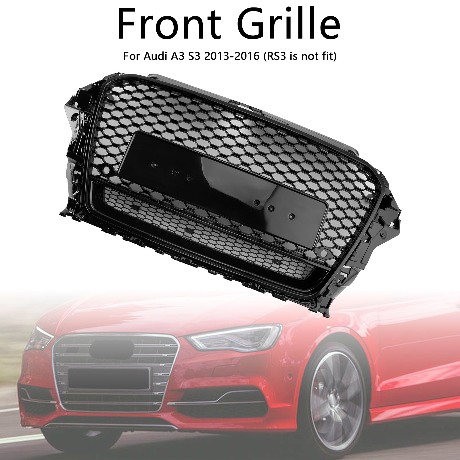 2013 2014 2015 2016 AUDI A3 S3 W/Quattro RS3 Style Front Honeycomb Bumper Grill Grille