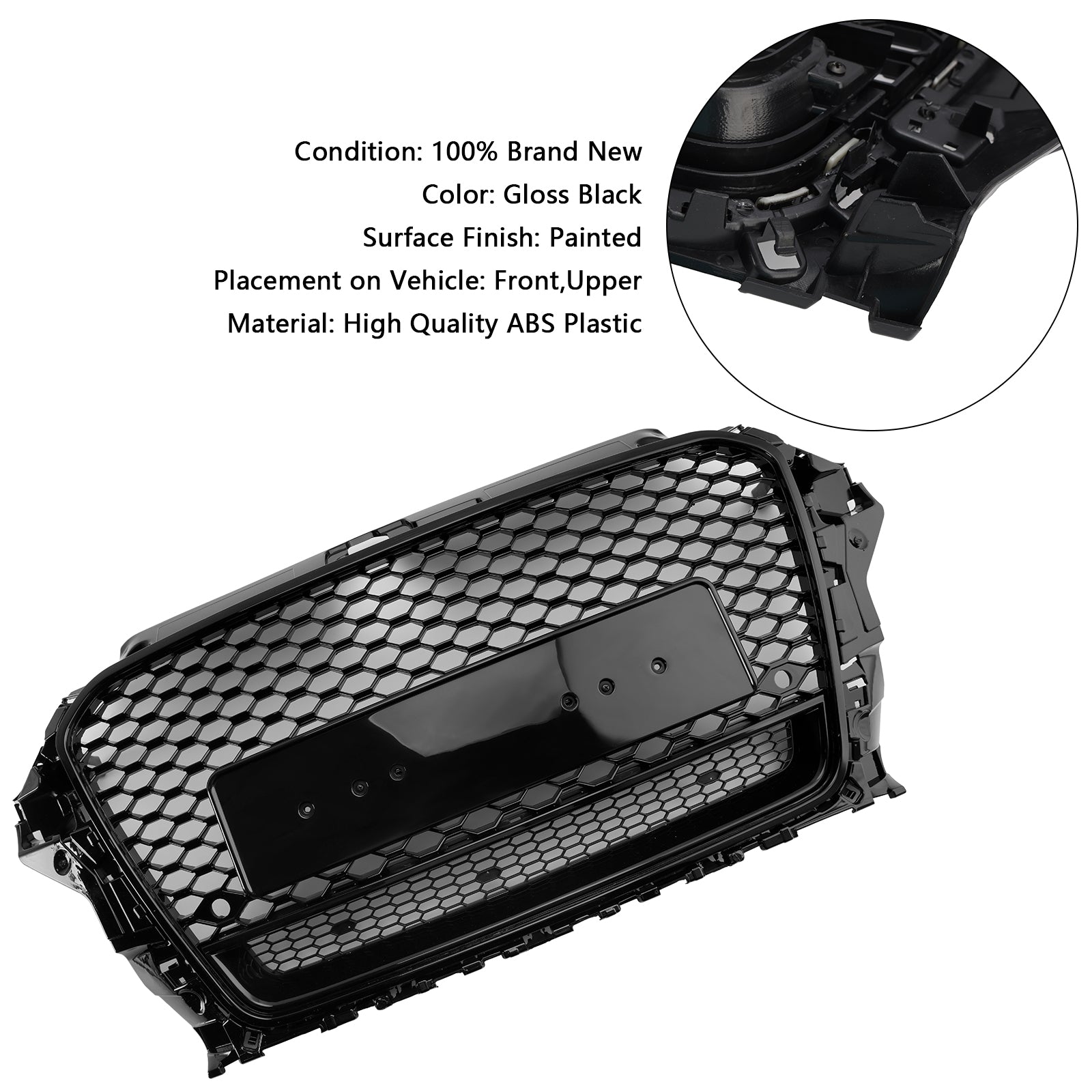 2013-2016 AUDI A3 S3 W/Quattro RS3 Style Front Honeycomb Pumple Grill Grille