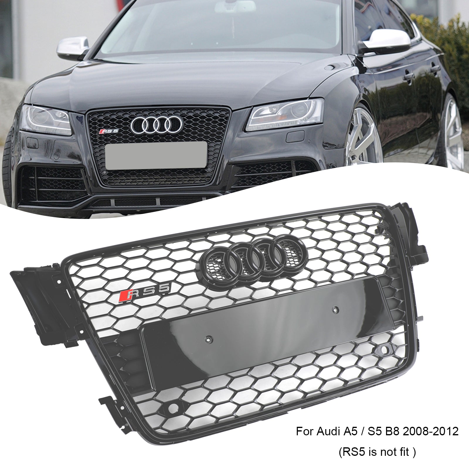 2008-2012 AUDI A5 S5 B8 RS5 Style Hood Henycomb Sport mesh Grill Grille