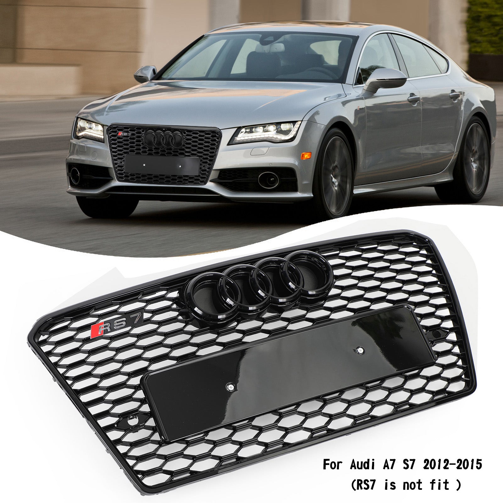 2012-2015 Audi A7/S7 RS7 Stijl Honingraat Sport Mesh Hex Grille Grill Fit Zwart