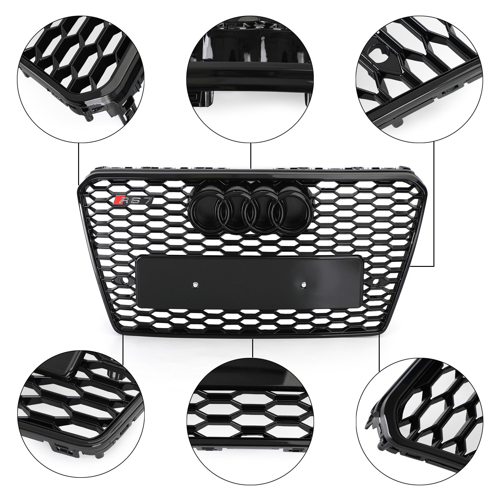 2012-2015 Audi A7/S7 RS7 Style Honeycomb Sport Mesh Hex Grille Grill Fit Black