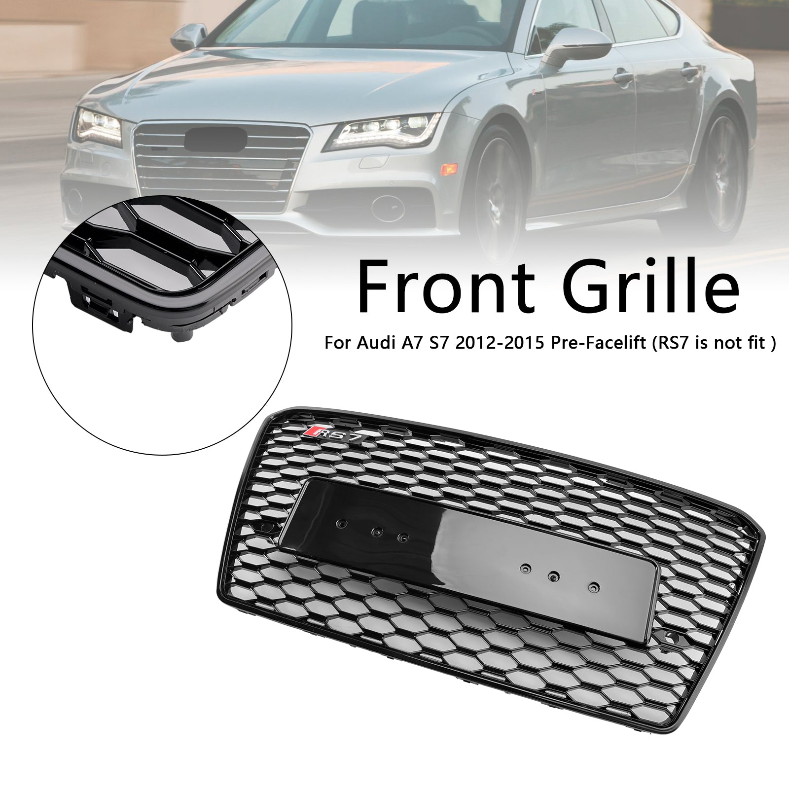 2012-2015 Audi A7 S7 Pré-Facelift RS7 Style Honeycomb Sport Mesh Hex Grill Grille