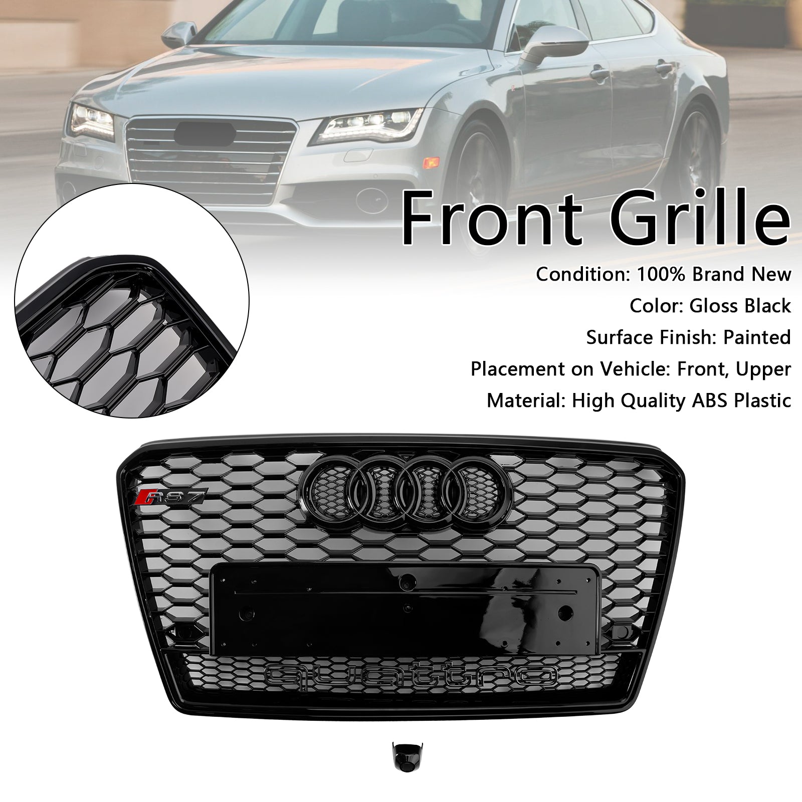 Audi A7/S7 2012-2015 RS7 Style Honeycomb Mesh Front Grille Grill Black