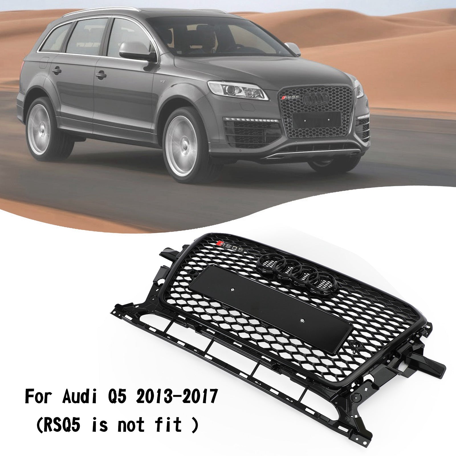 2013 2014 2015 2016 2017 Audi Q5 RSQ5 Stijl Honingraat Mesh Sport Hex Grill Glanzend Zwart