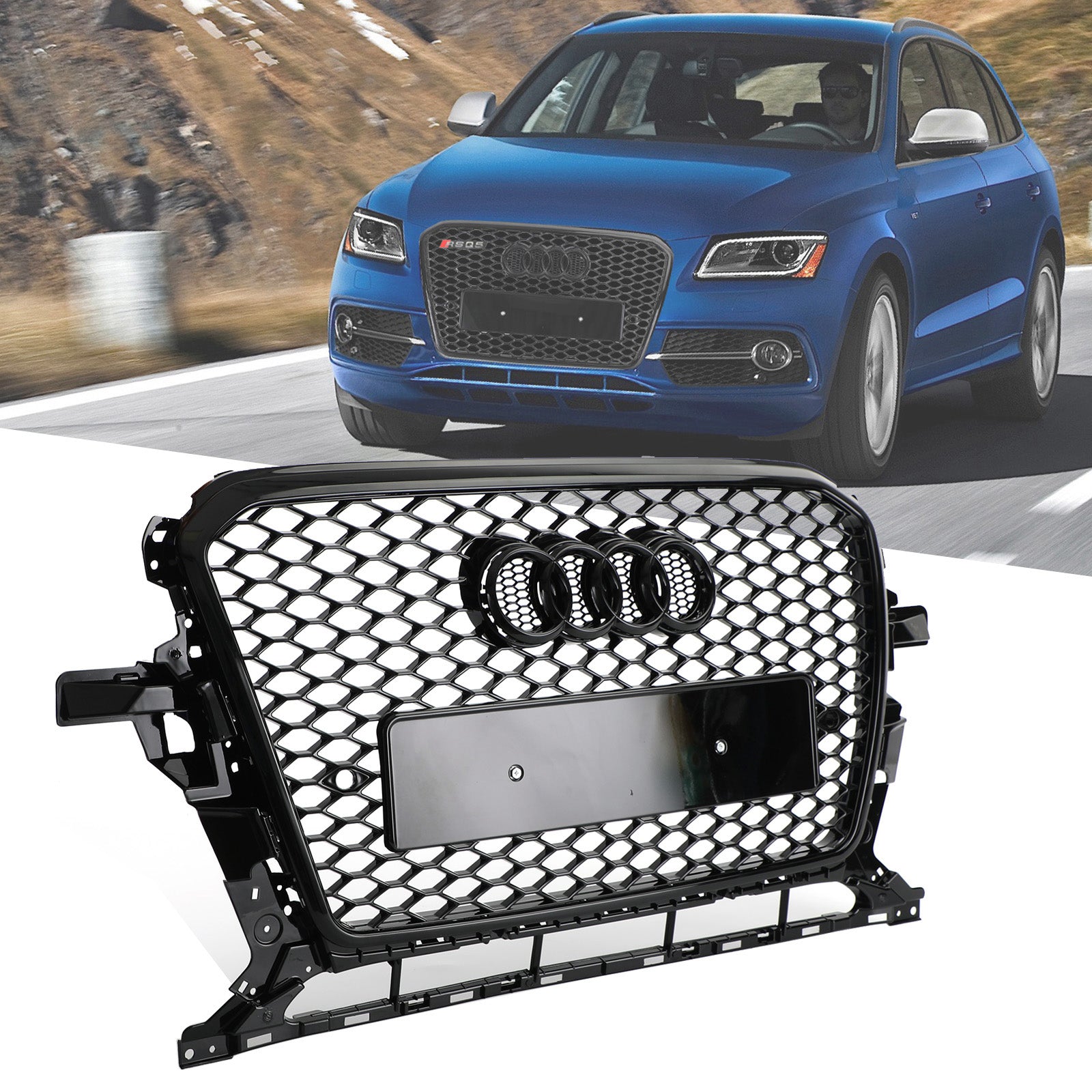 2013 2014 2015 2016 2017 Audi Q5 RSQ5 Stijl Honingraat Mesh Sport Hex Grill Glanzend Zwart
