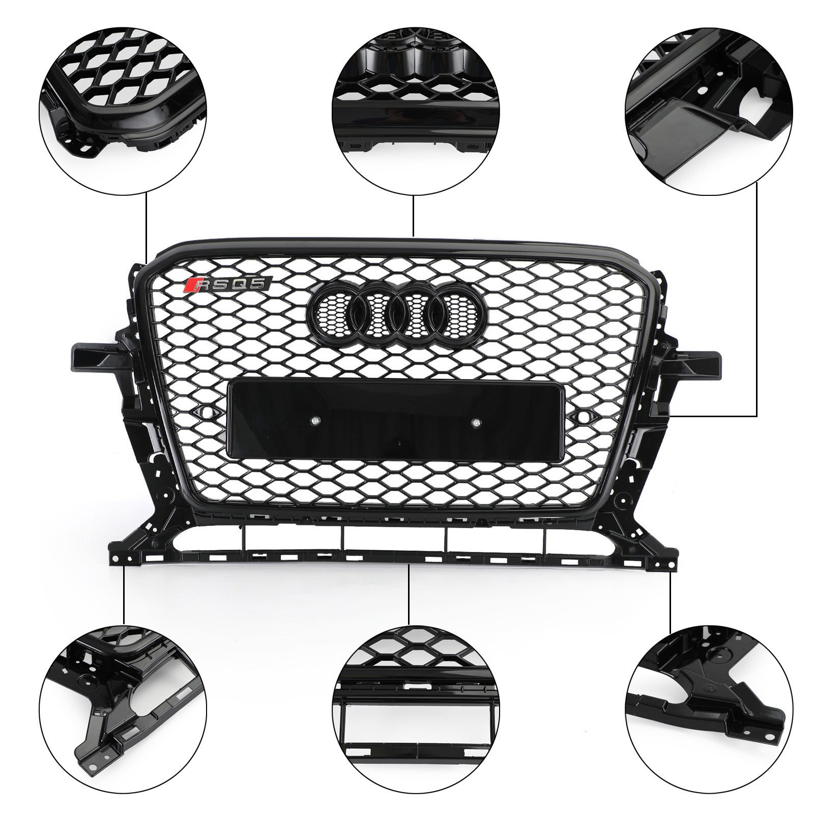 2013 2014 2015 2016 2017 Audi Q5 RSQ5 Stijl Honingraat Mesh Sport Hex Grill Glanzend Zwart