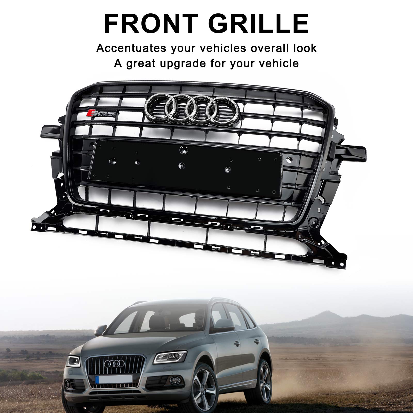 Black SQ5 Style Honeycomb Mesh Sport Hex Grill fit Audi Q5 8R 2013-2017