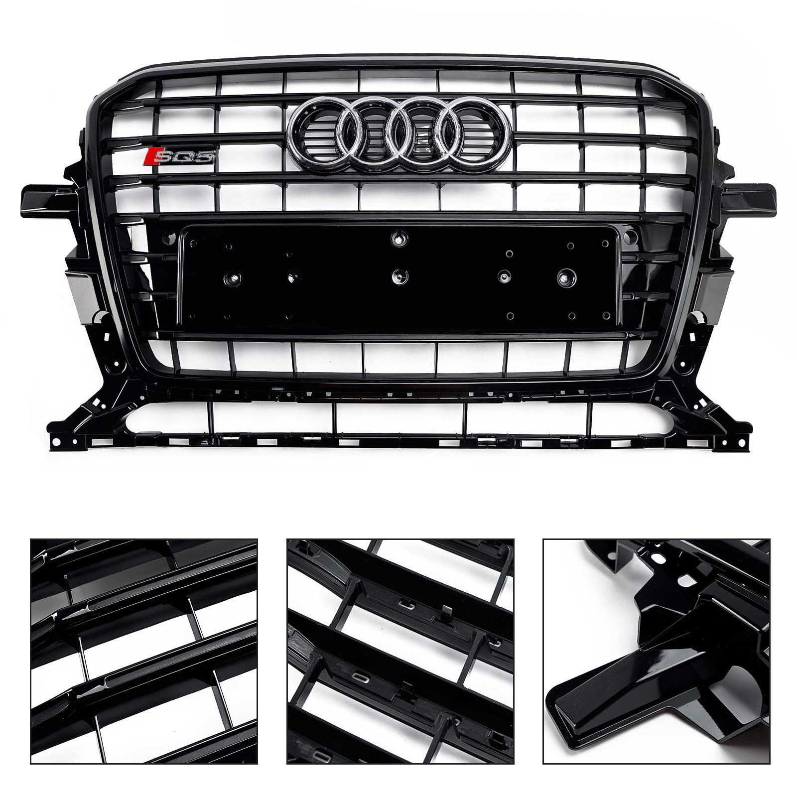 Zwarte SQ5-stijl Honingraat Mesh Sport Hex Grill geschikt voor Audi Q5 8R 2013-2017