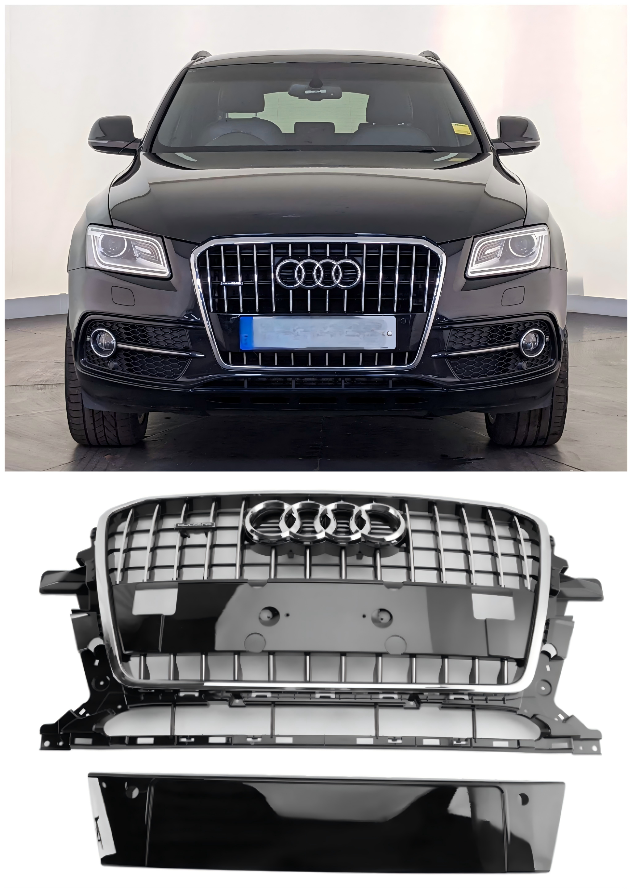 2013-2017 Audi Q5 SQ5 8R Chrome Front Mesh Sport Hex Grille Grill