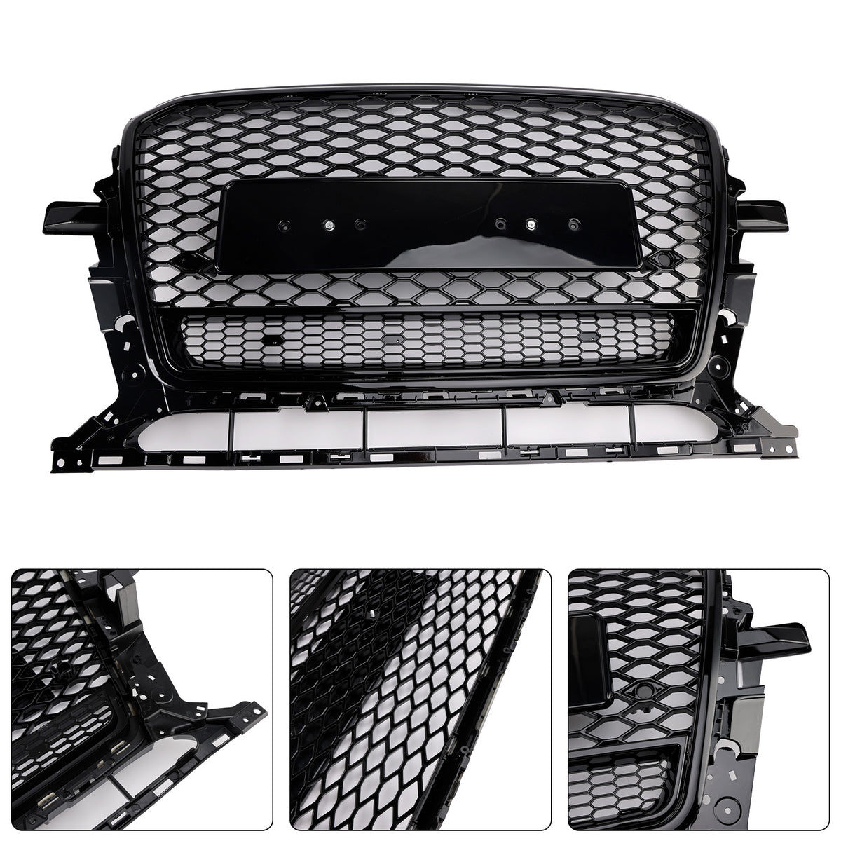 2013-2017 Audi Q5 Gloss Black Front Honeycomb Bumper Grille Grill