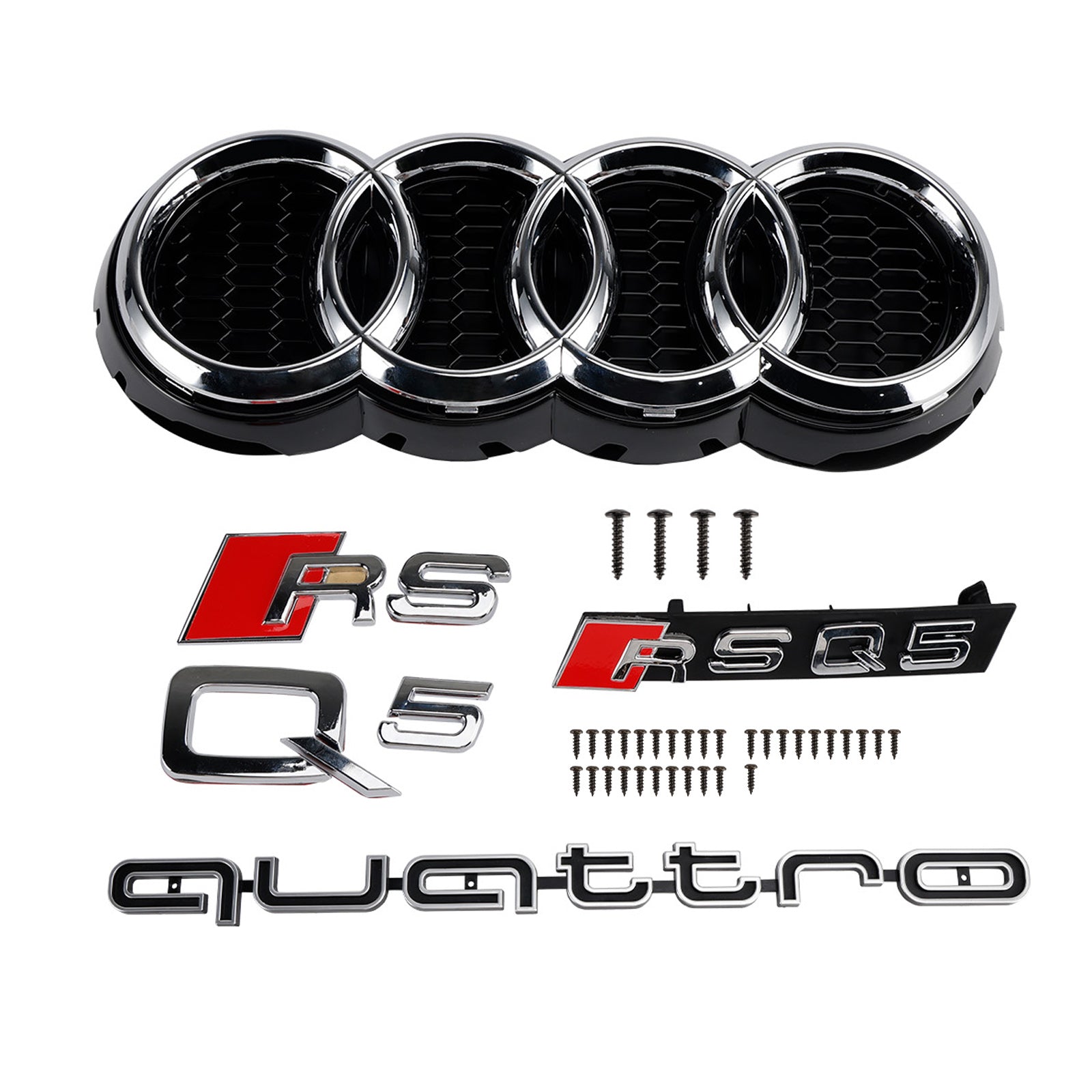 Parrilla de parachoques delantera tipo panal para Audi Q5 2013-2017, cromada/negra