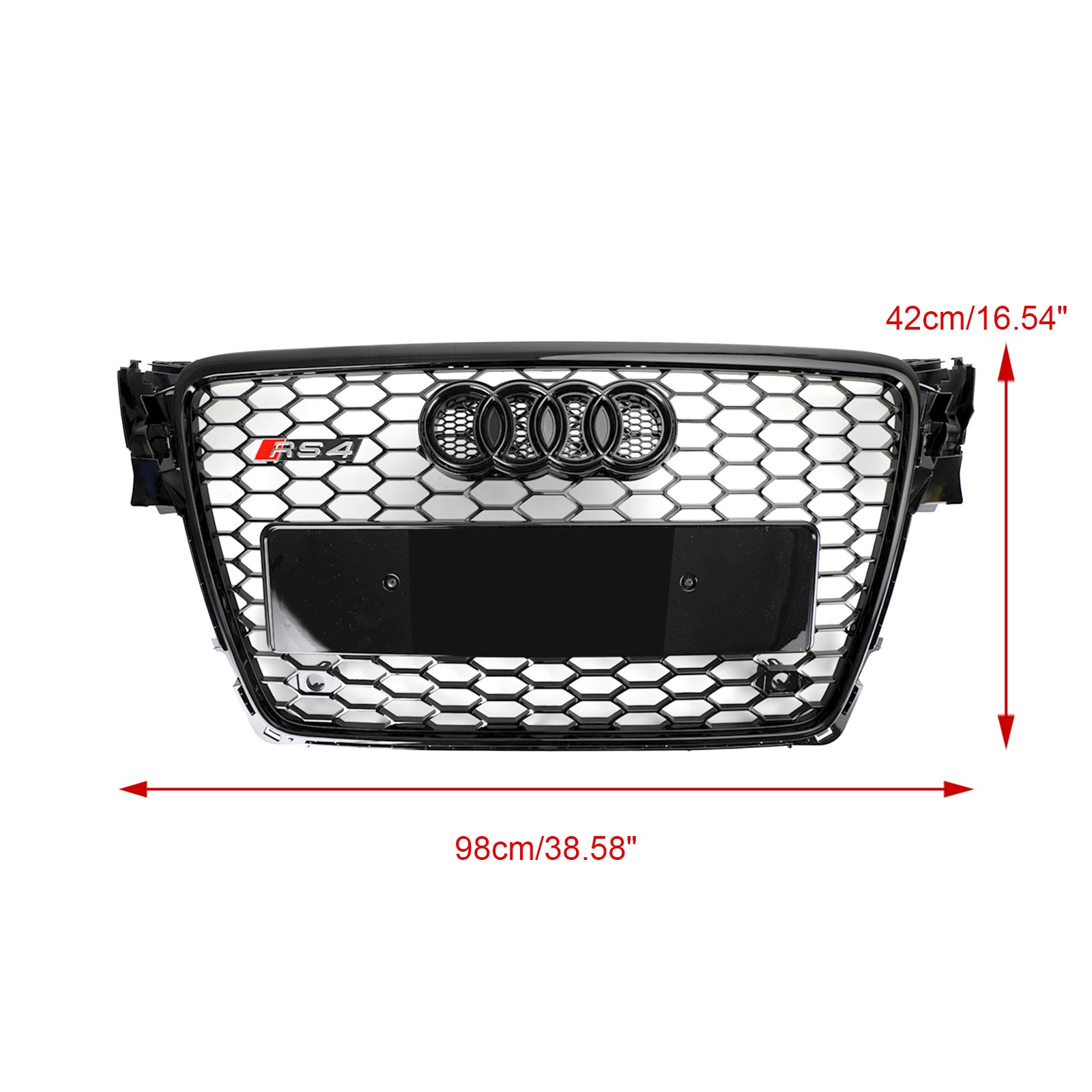 2009-2012 Audi A4 B8 RS4-stil Honeycomb Sport Mesh Sexkantsgaller & Glansigt svart bikakemönster i dimljus med öppen ventilationsgrill