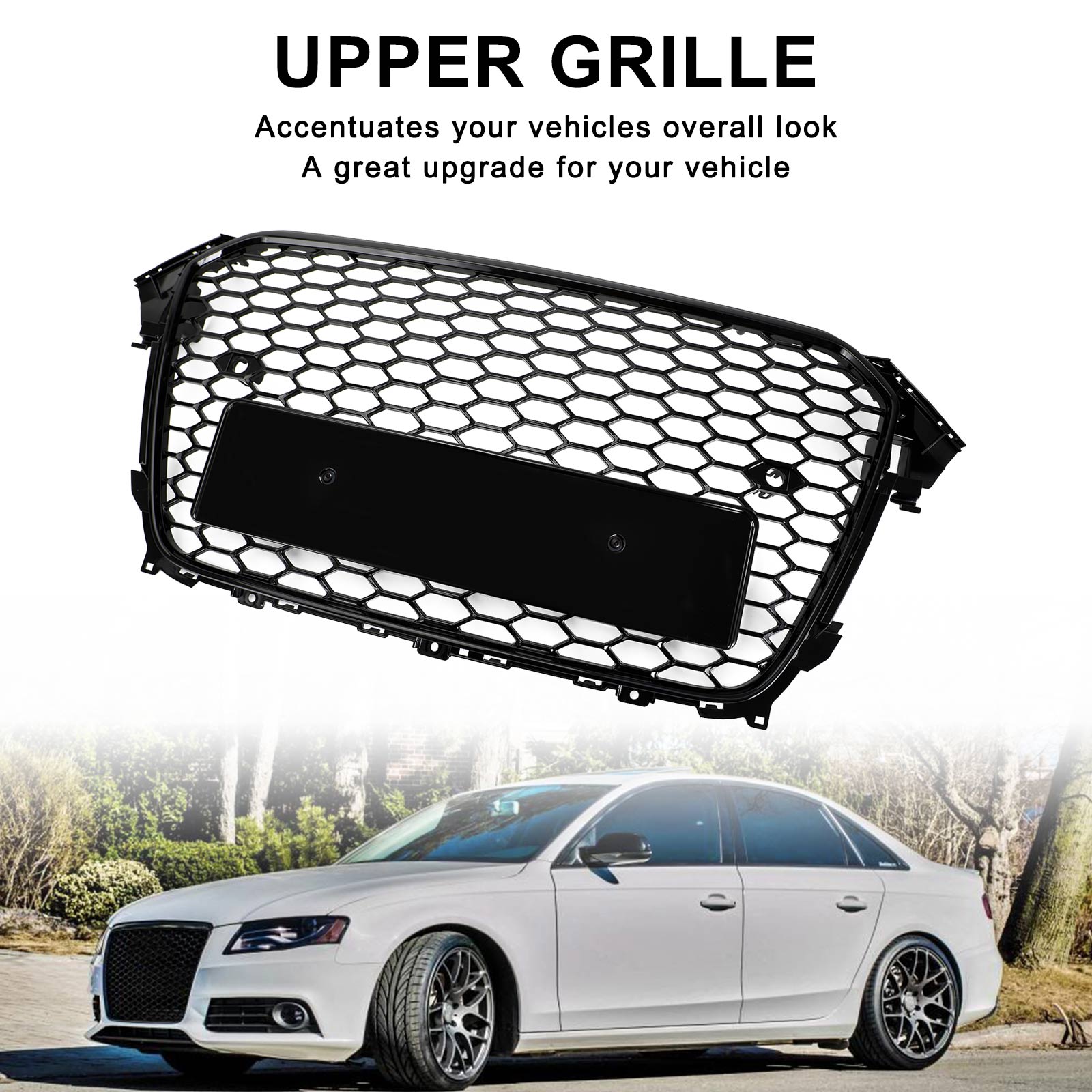 2013 2014 2015 2016 Audi A4 S4 B8.5 RS4 Stijl Mesh Voorbumper Grille Grill Glanzend Zwart