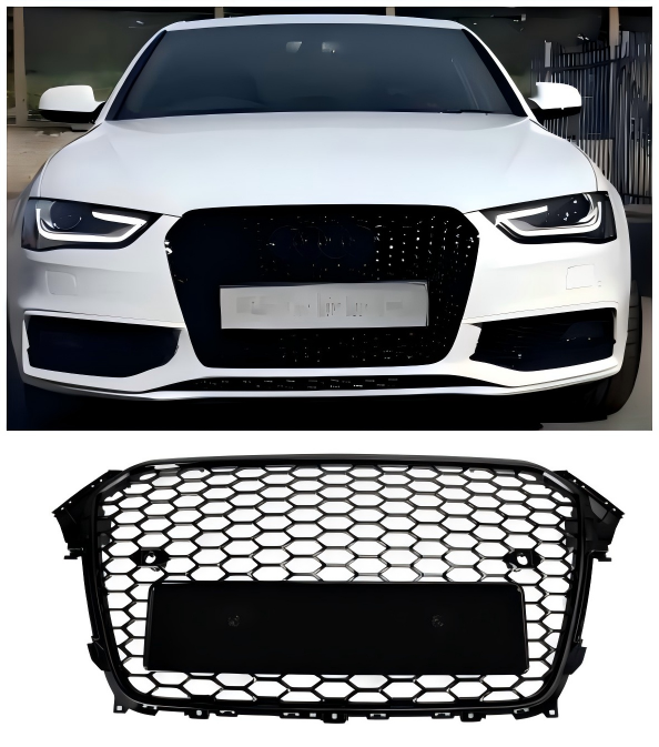2013-2016 Audi A4 S4 RS4-stijl Mesh voorbumpergrille Grill glanzend zwart