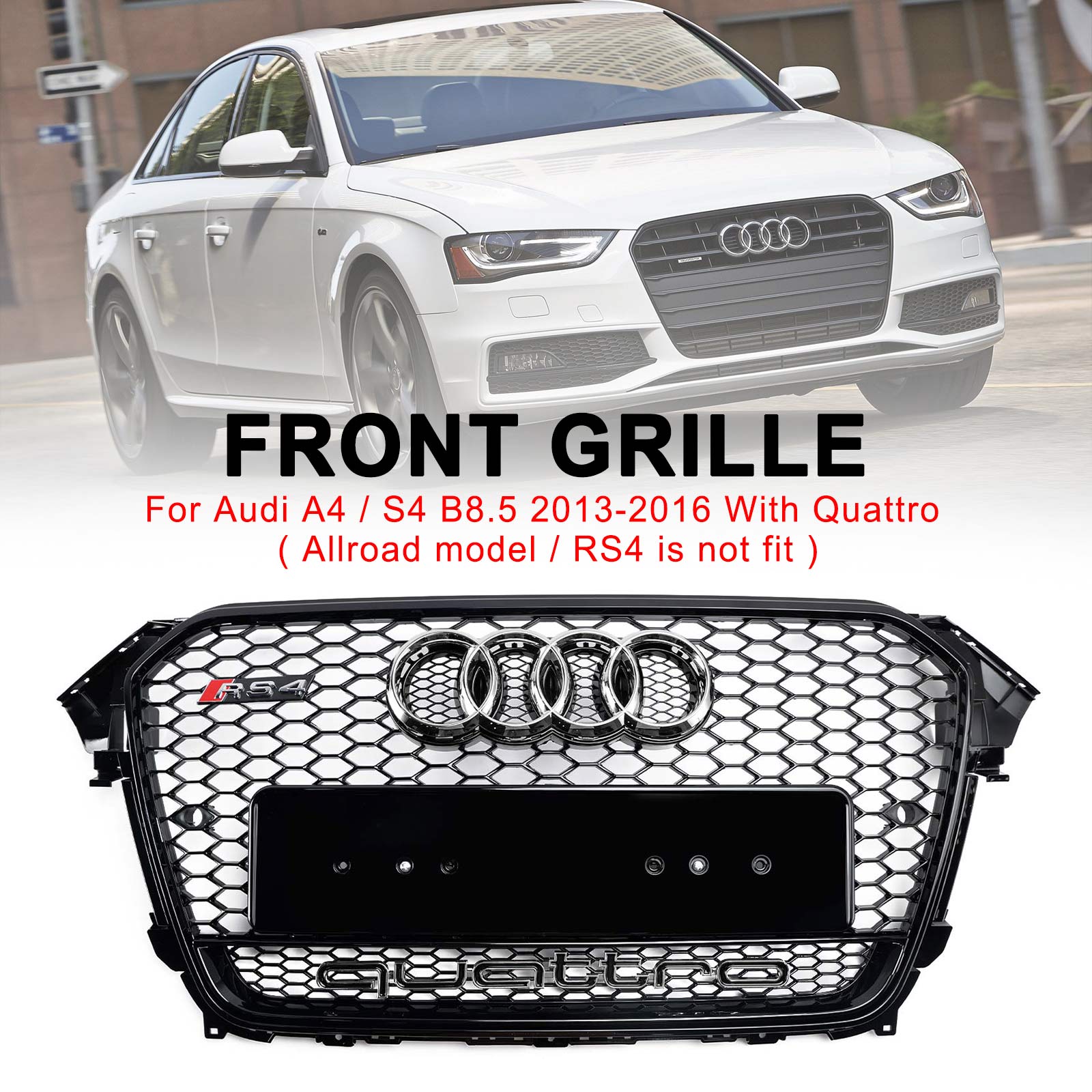 2013-2016 Audi A4 S4 B8.5 met Quattro RS4-stijl voorbumpergrille